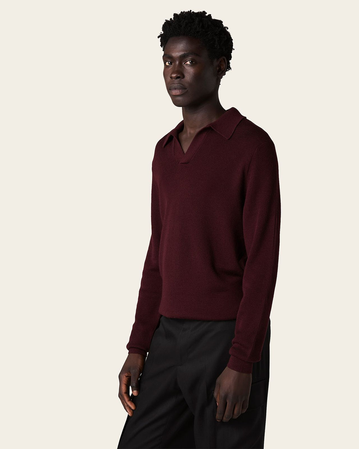Falco Longe Sleeve Polo Wine Red