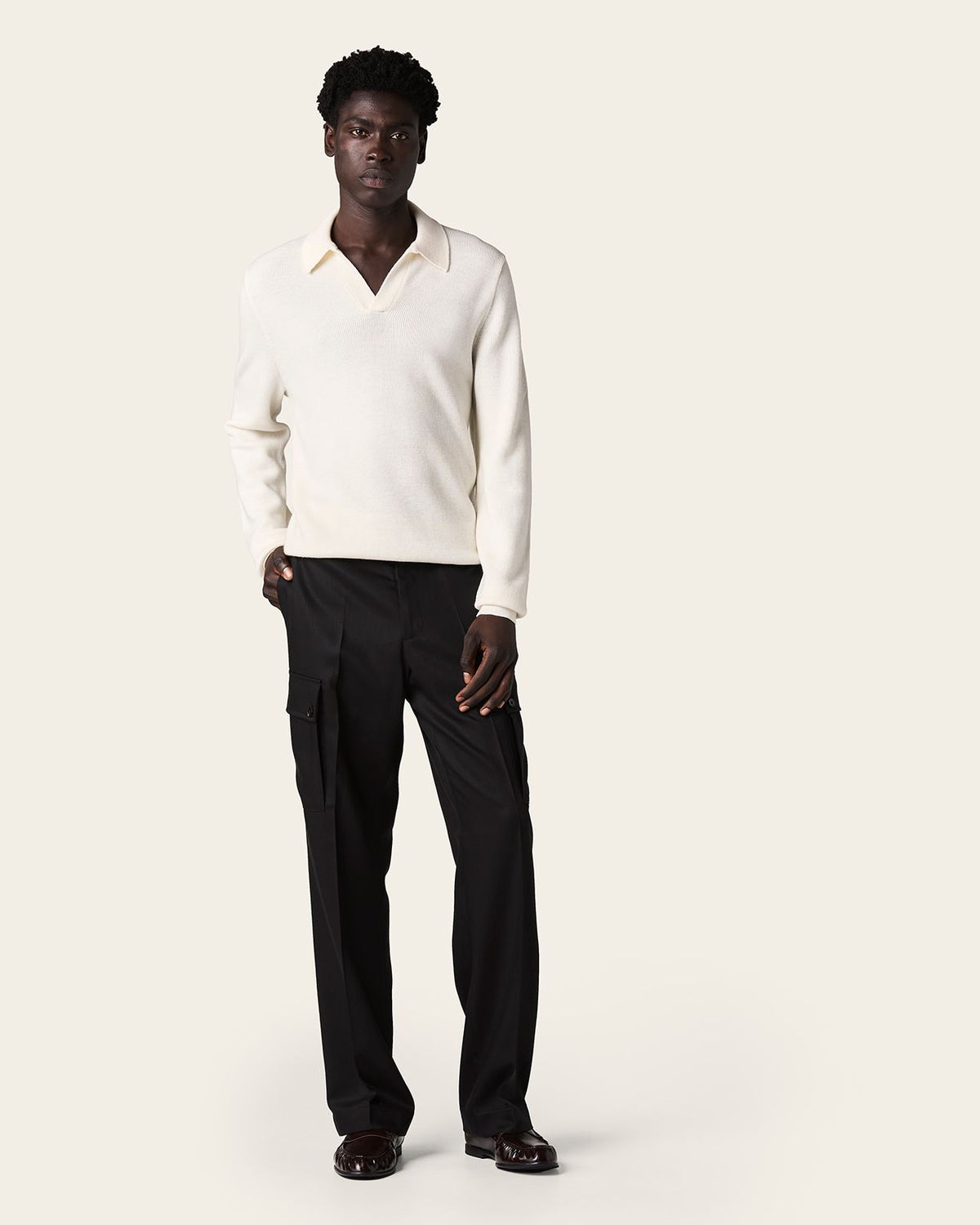 Falco Longe Sleeve Polo Vanilla Beige