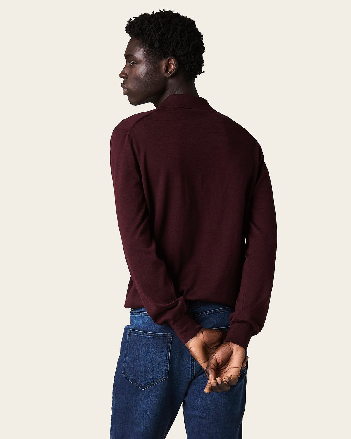 Fumo Long Sleeve Polo Wine Red