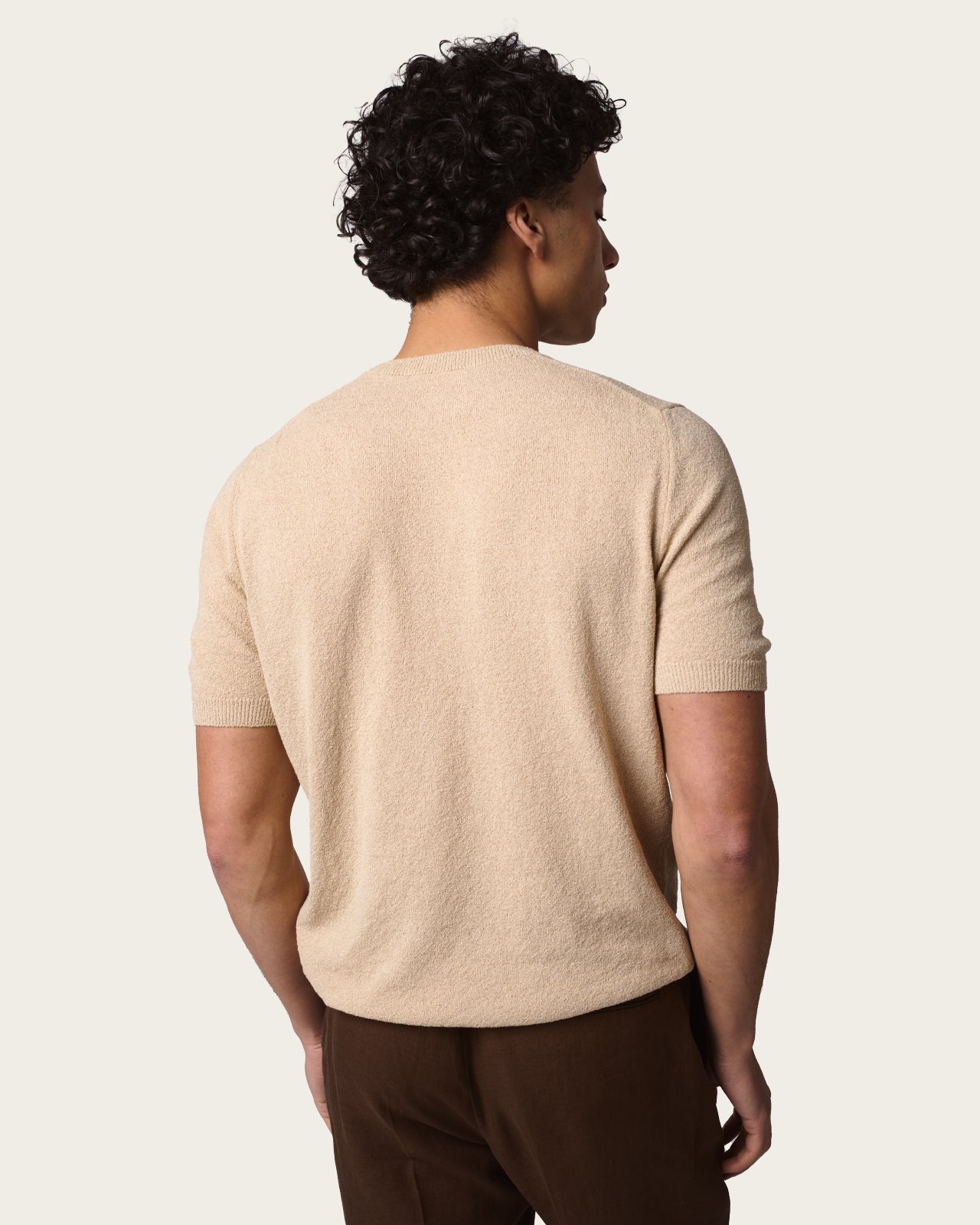 Structured Knitted Short Sleeve Shirt Pebble Grey