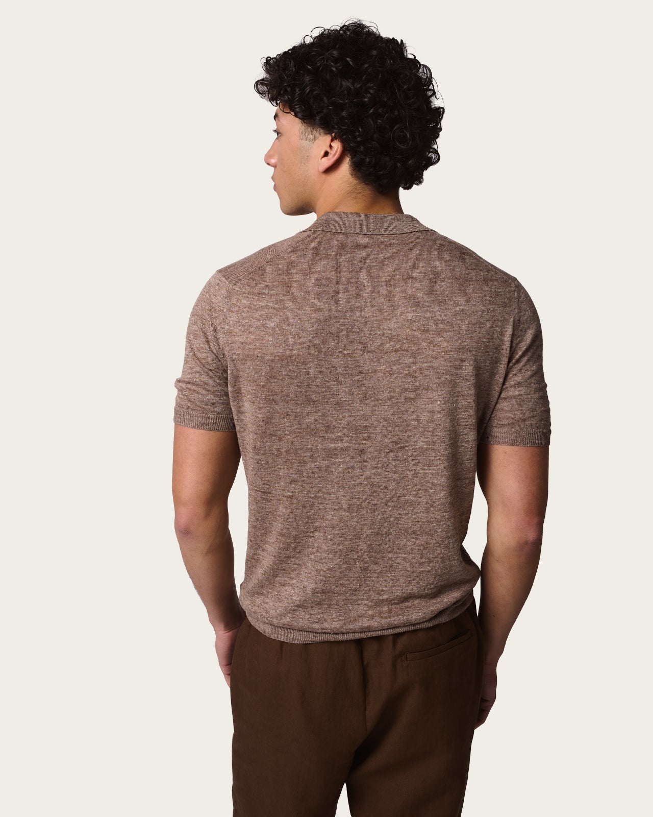 Linen Polo Shirt Pebble Grey
