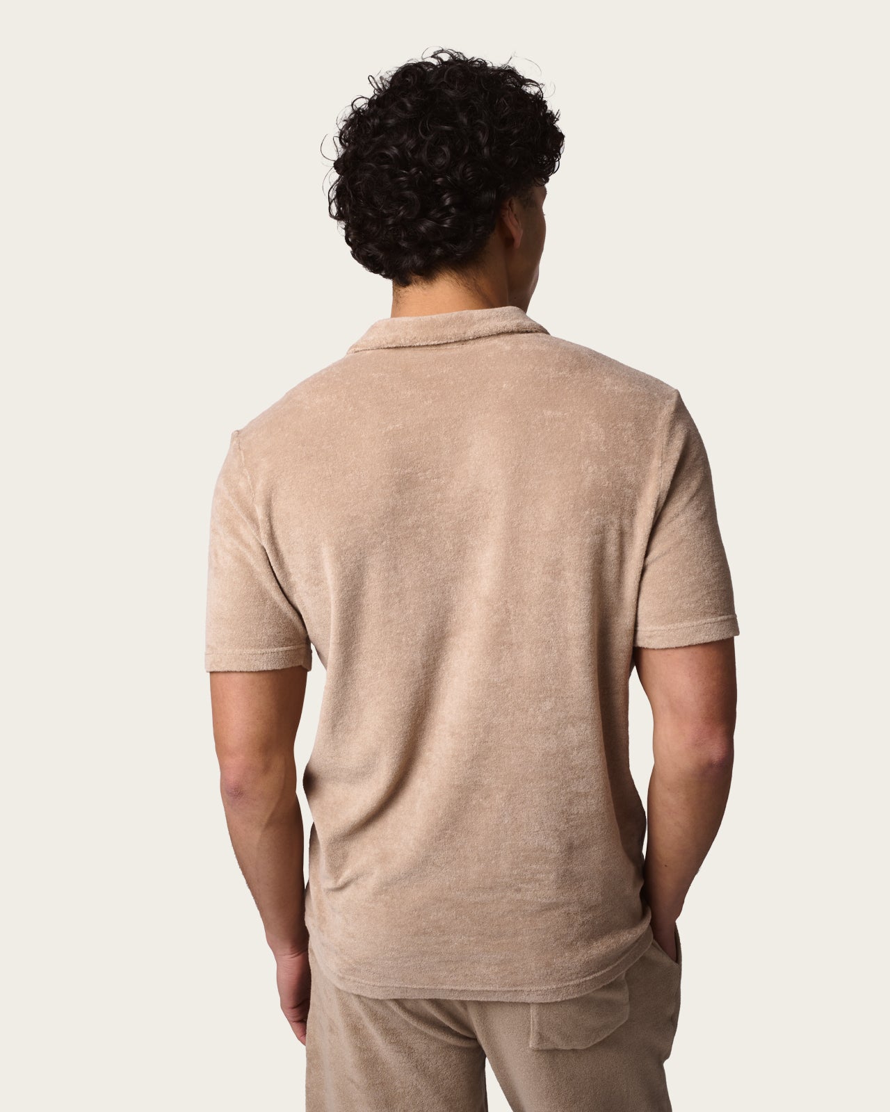 Terry Cloth Polo Shirt Pebble Grey