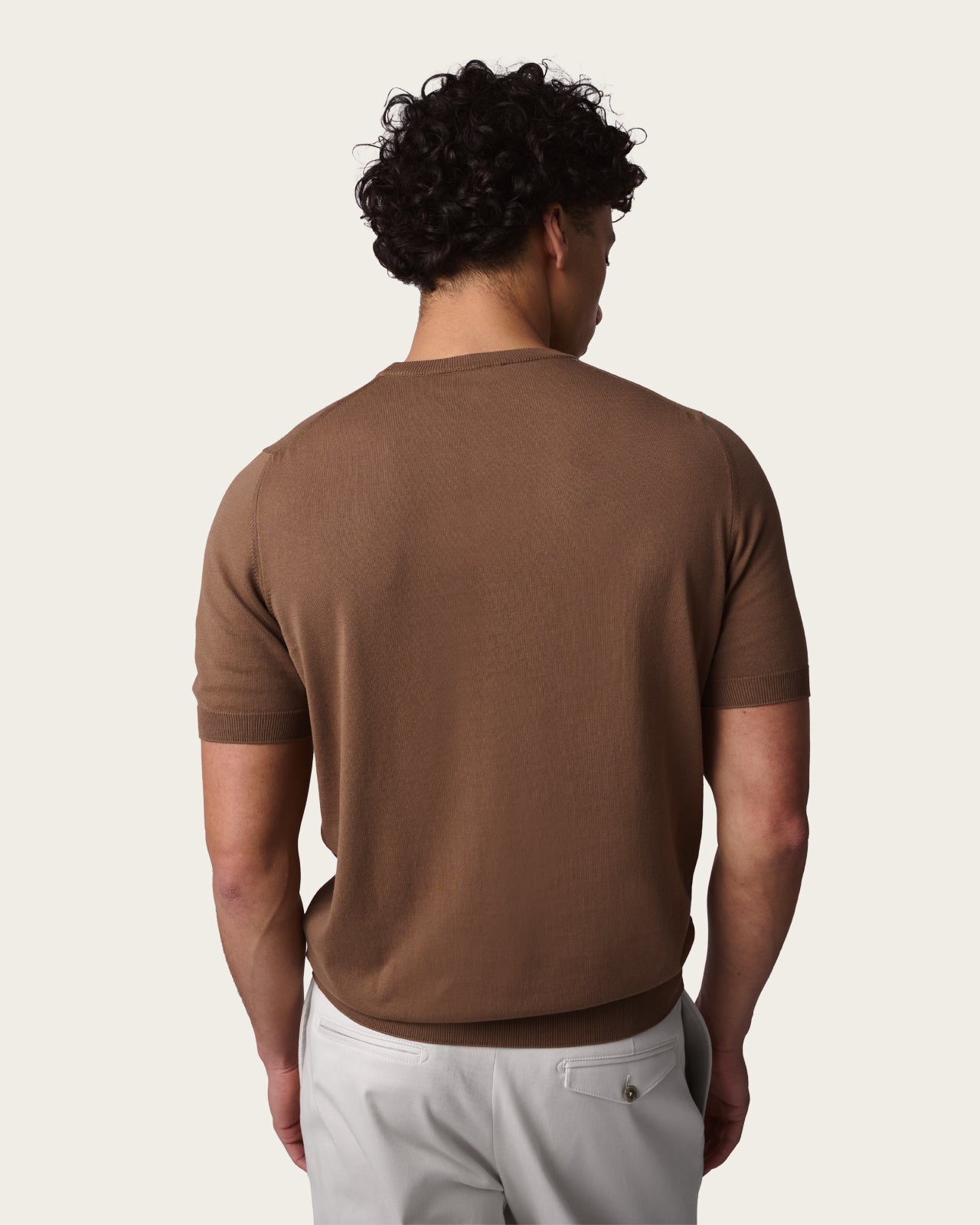Crewneck Short Sleeve Shirt Autumn Brown