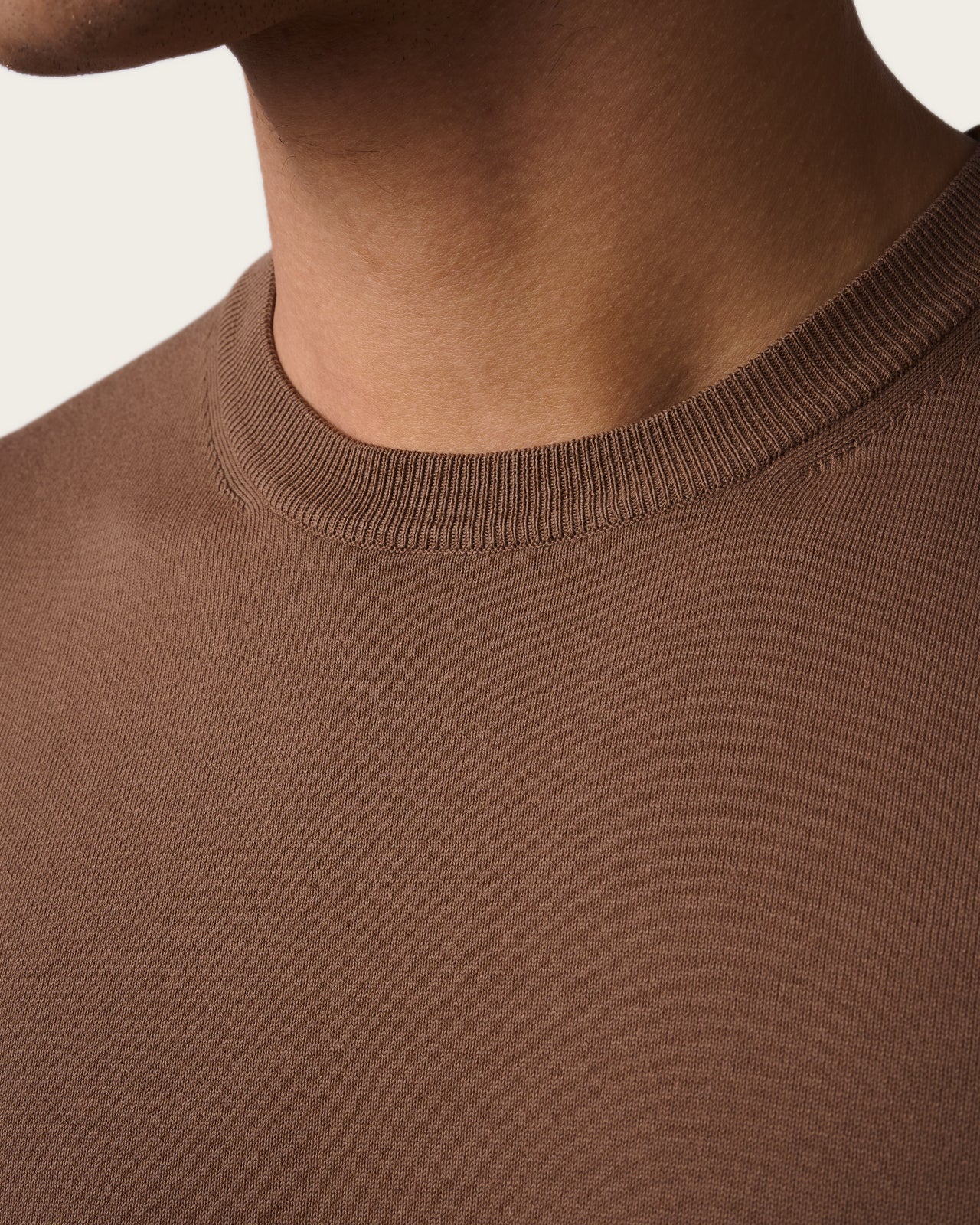 Crewneck Short Sleeve Shirt Autumn Brown