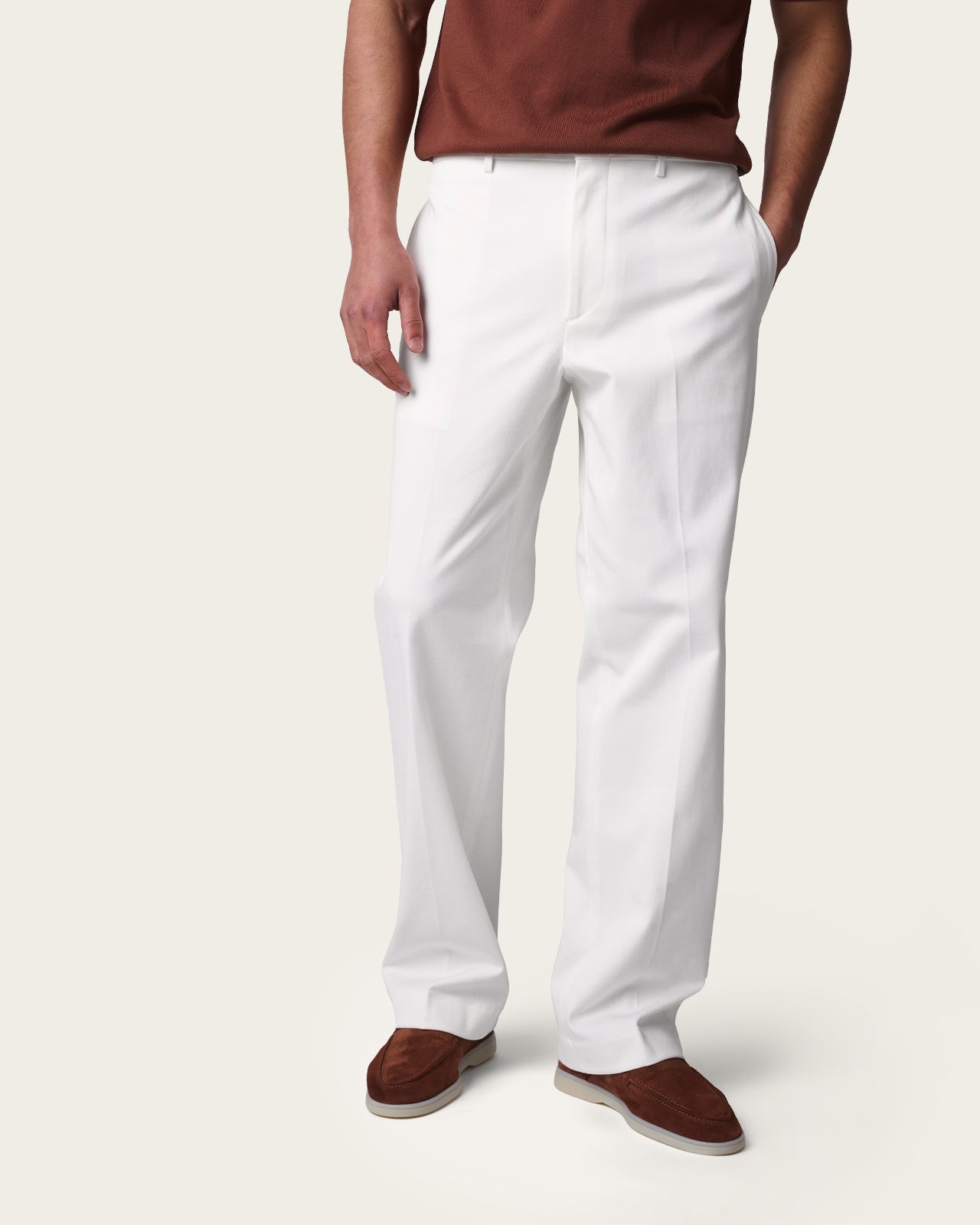 Wide Fit Tailored Trousers Moonlight White