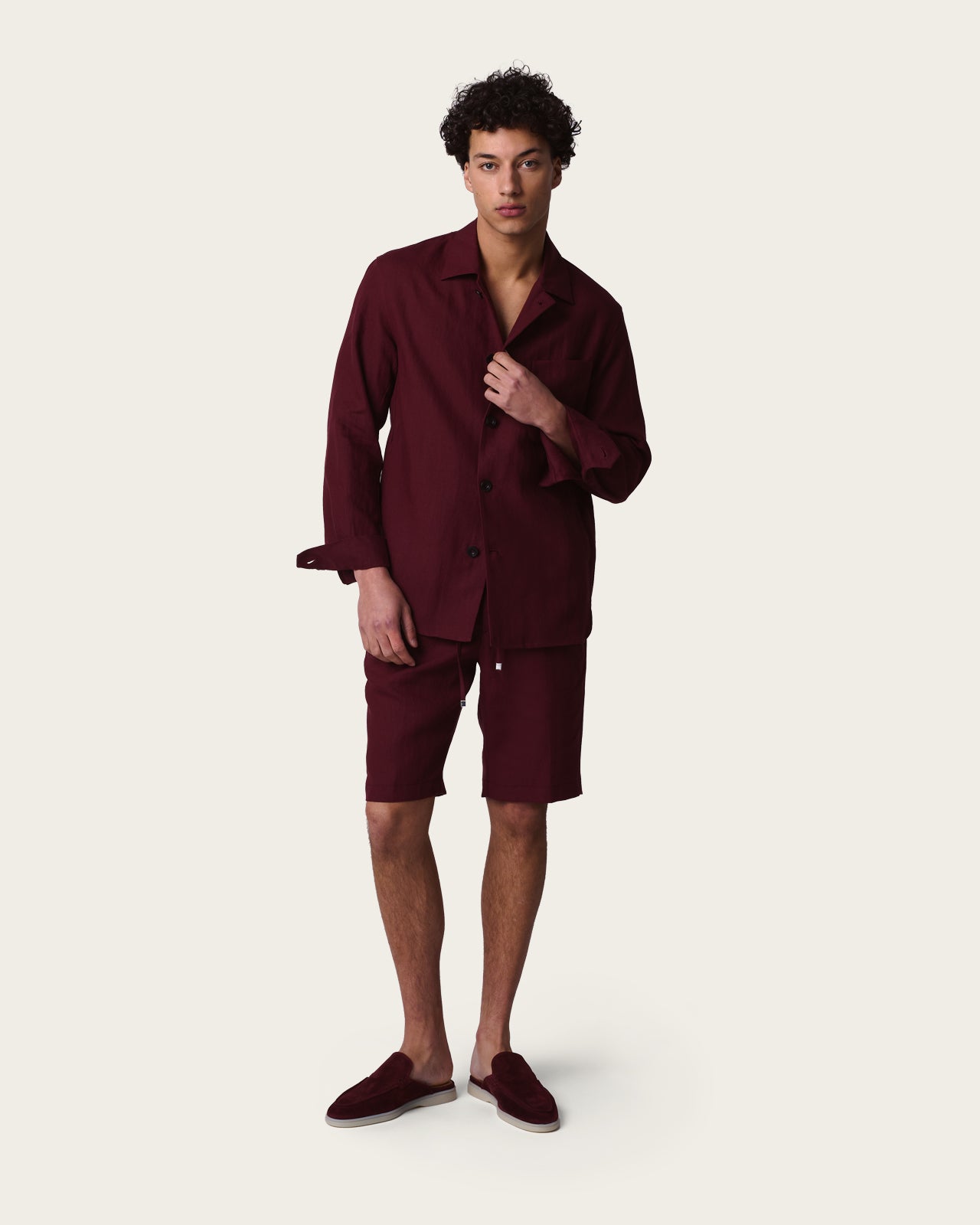 Linen Overshirt Wine Red