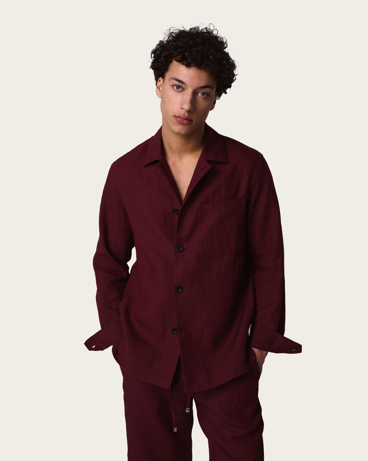 Linen Overshirt Wine Red