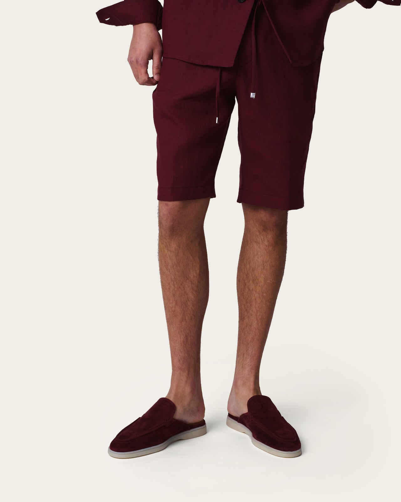 Lightweight Linen Shorts Wine Red