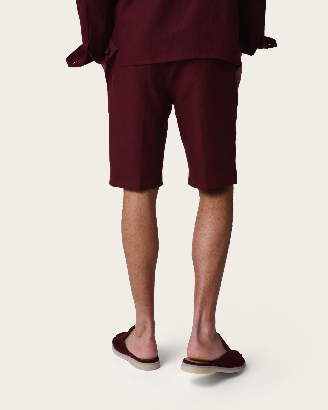 Lightweight Linen Shorts Wine Red