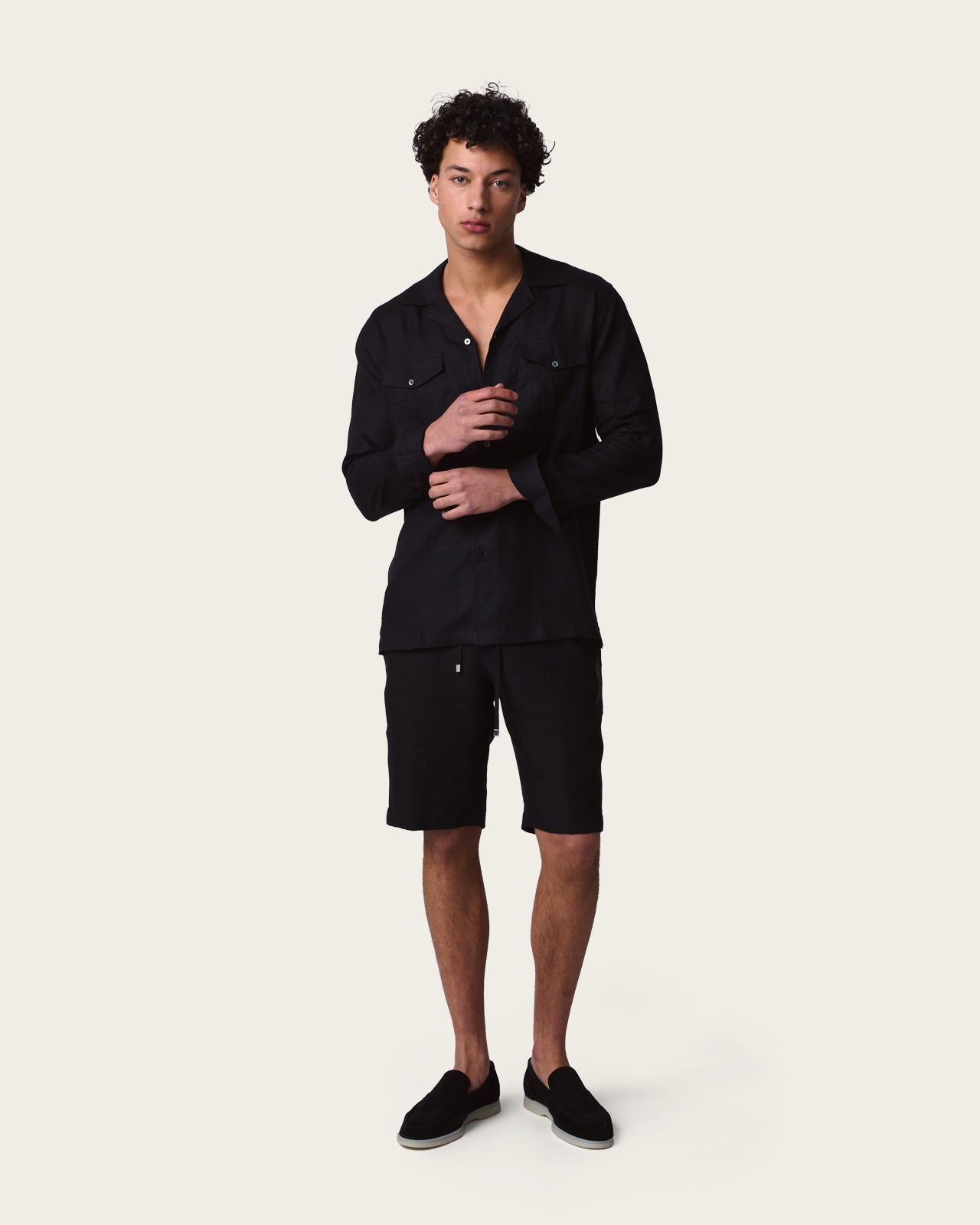 Linen Pocket Shirt Midnight Black