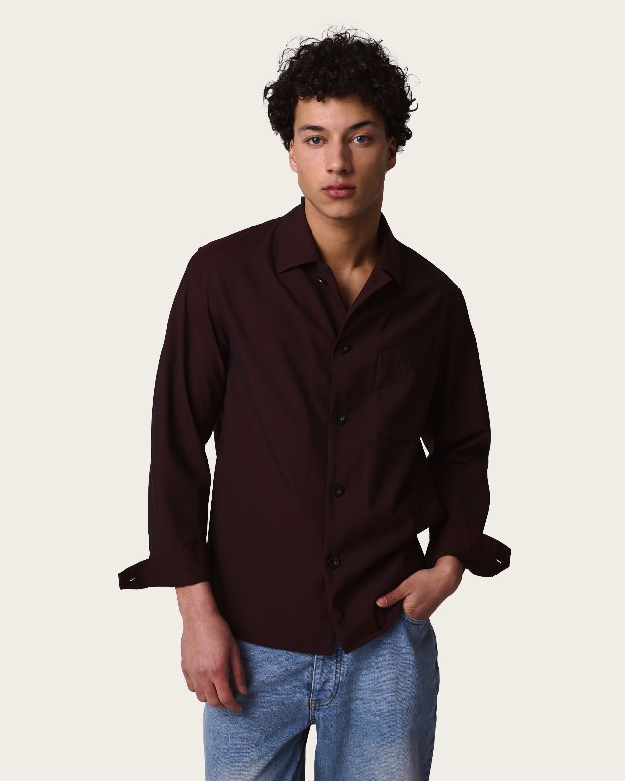 Tailored Overshirt Wine Red