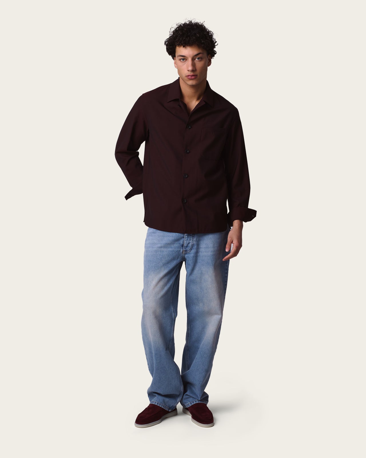 Tailored Overshirt Wine Red