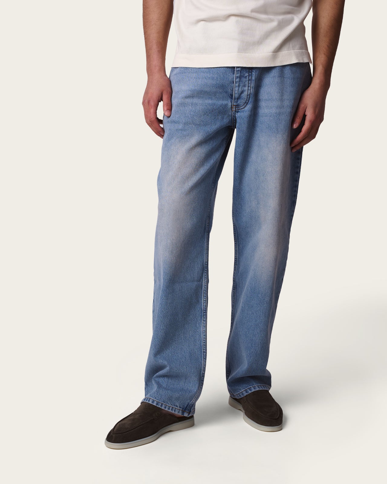 Denim Straight Trousers Blue