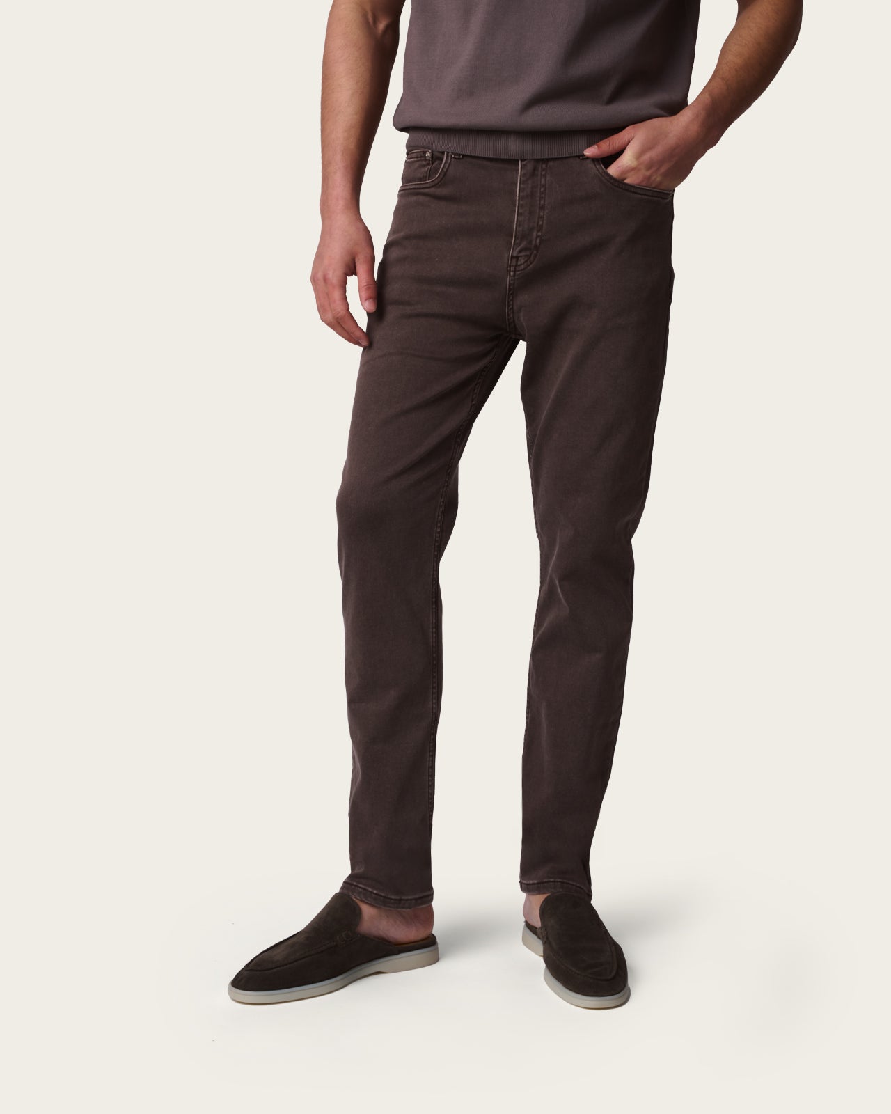 Denim Trousers Mocha Brown
