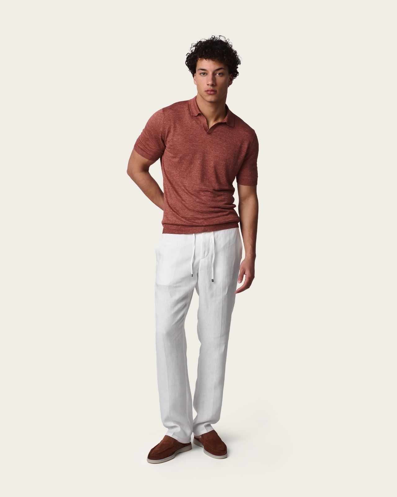 Linen Polo Shirt Canyon rust
