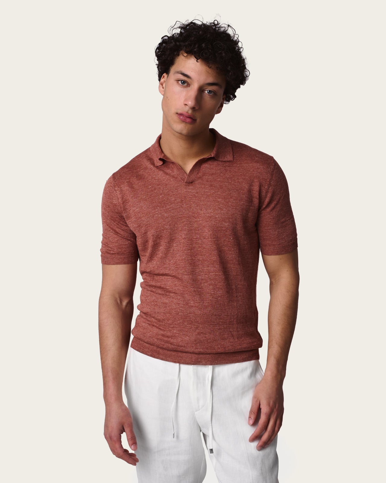 Linen Polo Shirt Canyon rust