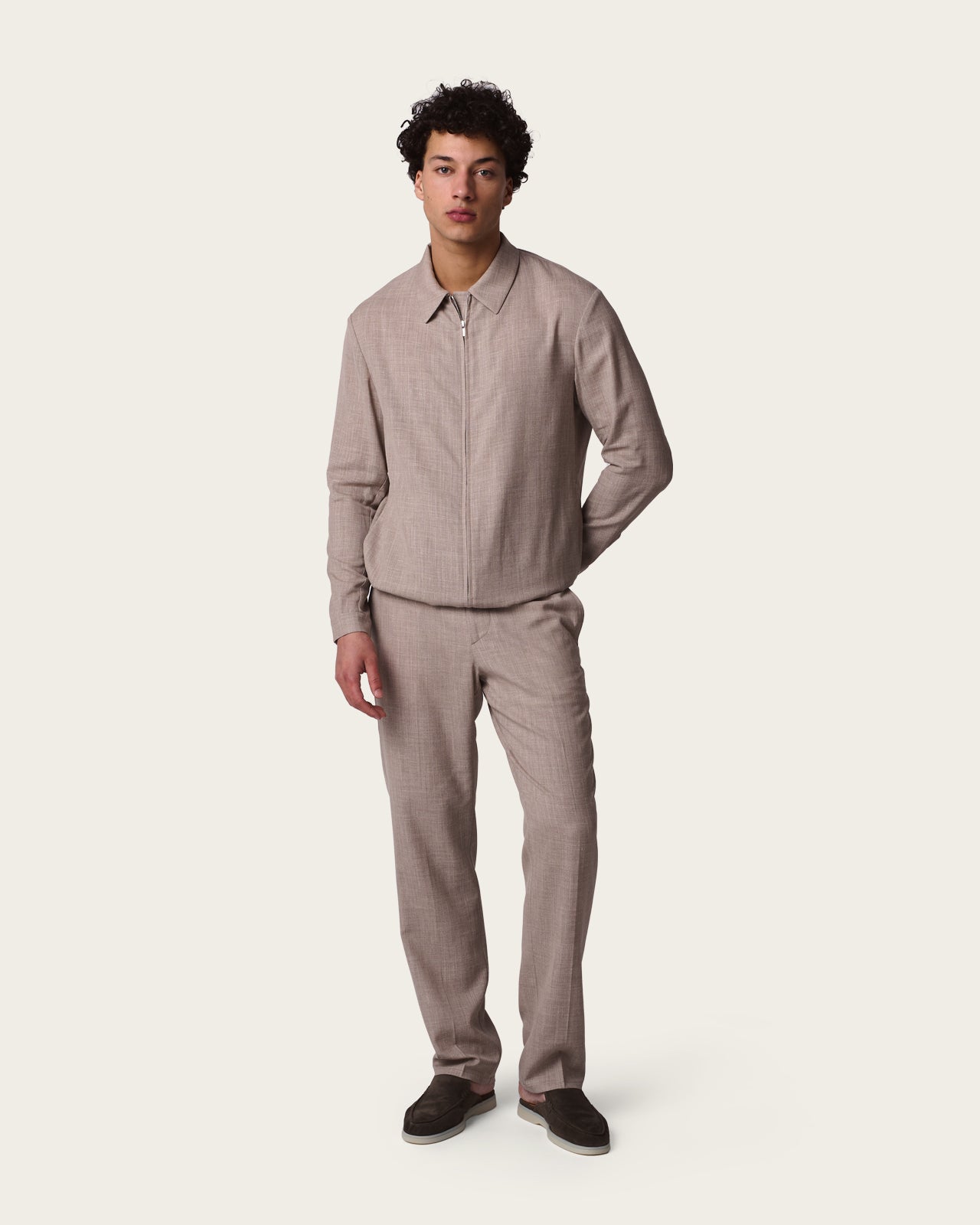 Straight Fit Tailored Trousers Pebble grey