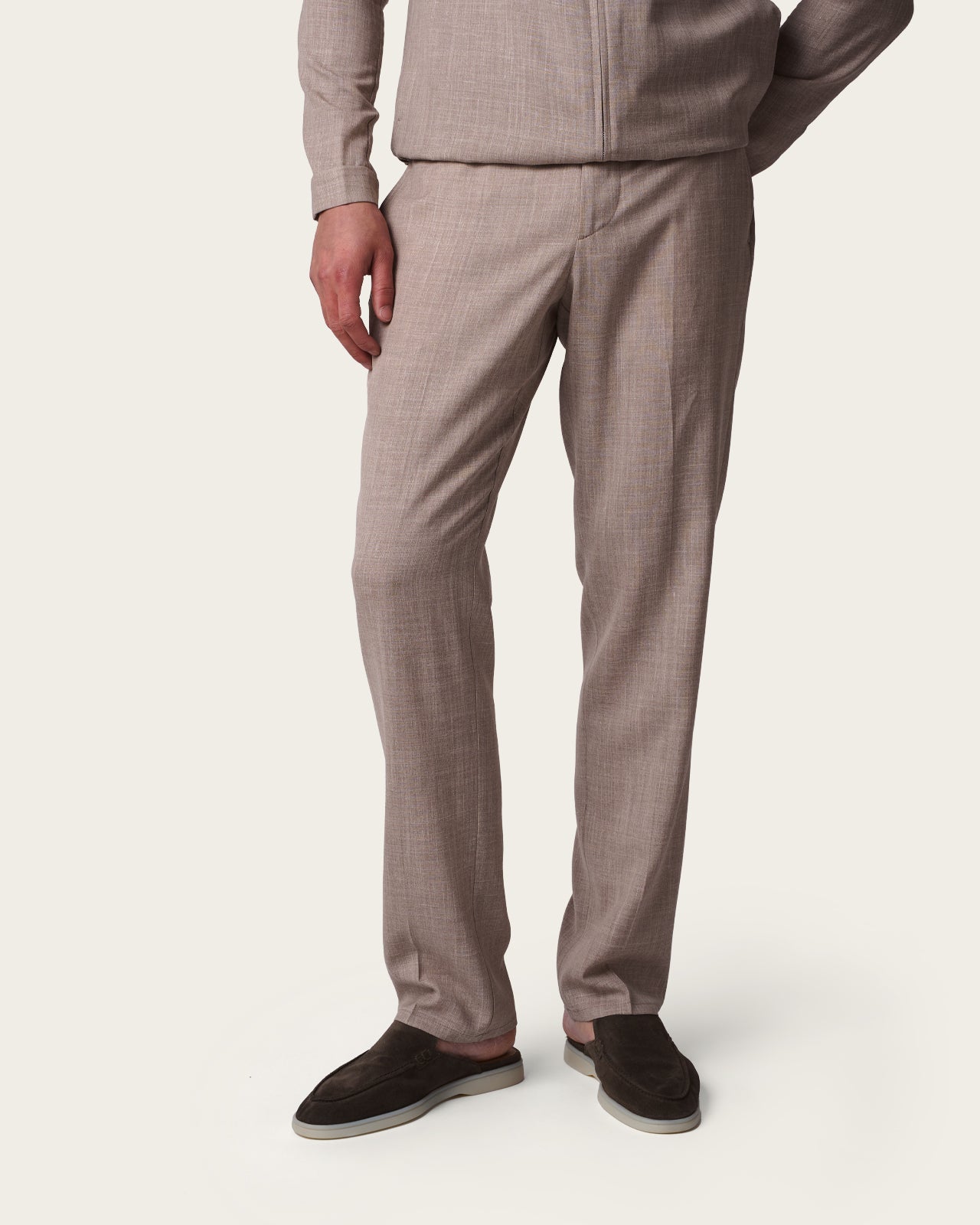 Straight Fit Tailored Trousers Pebble grey