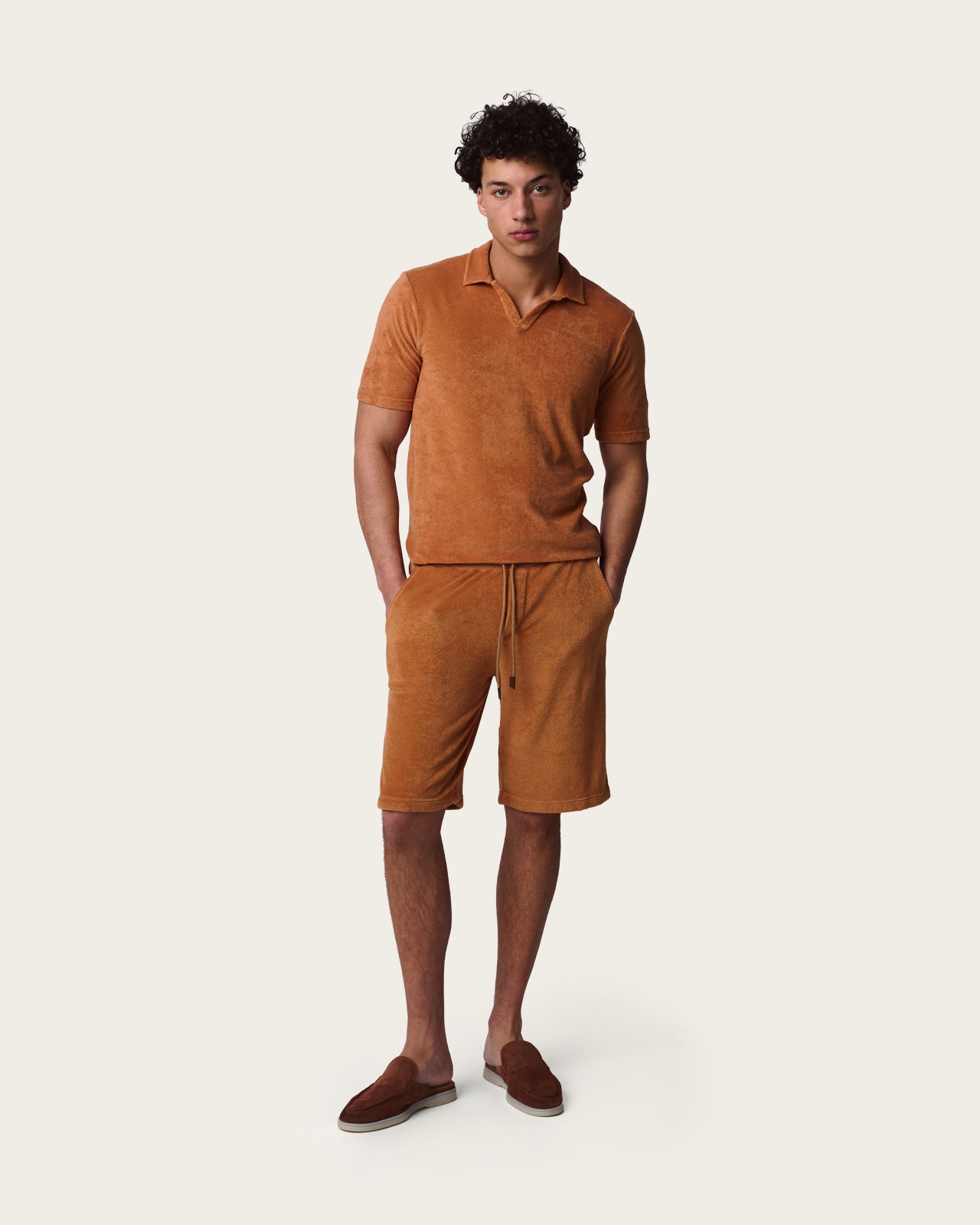 Terry Cloth Polo Shirt Burnt Orange