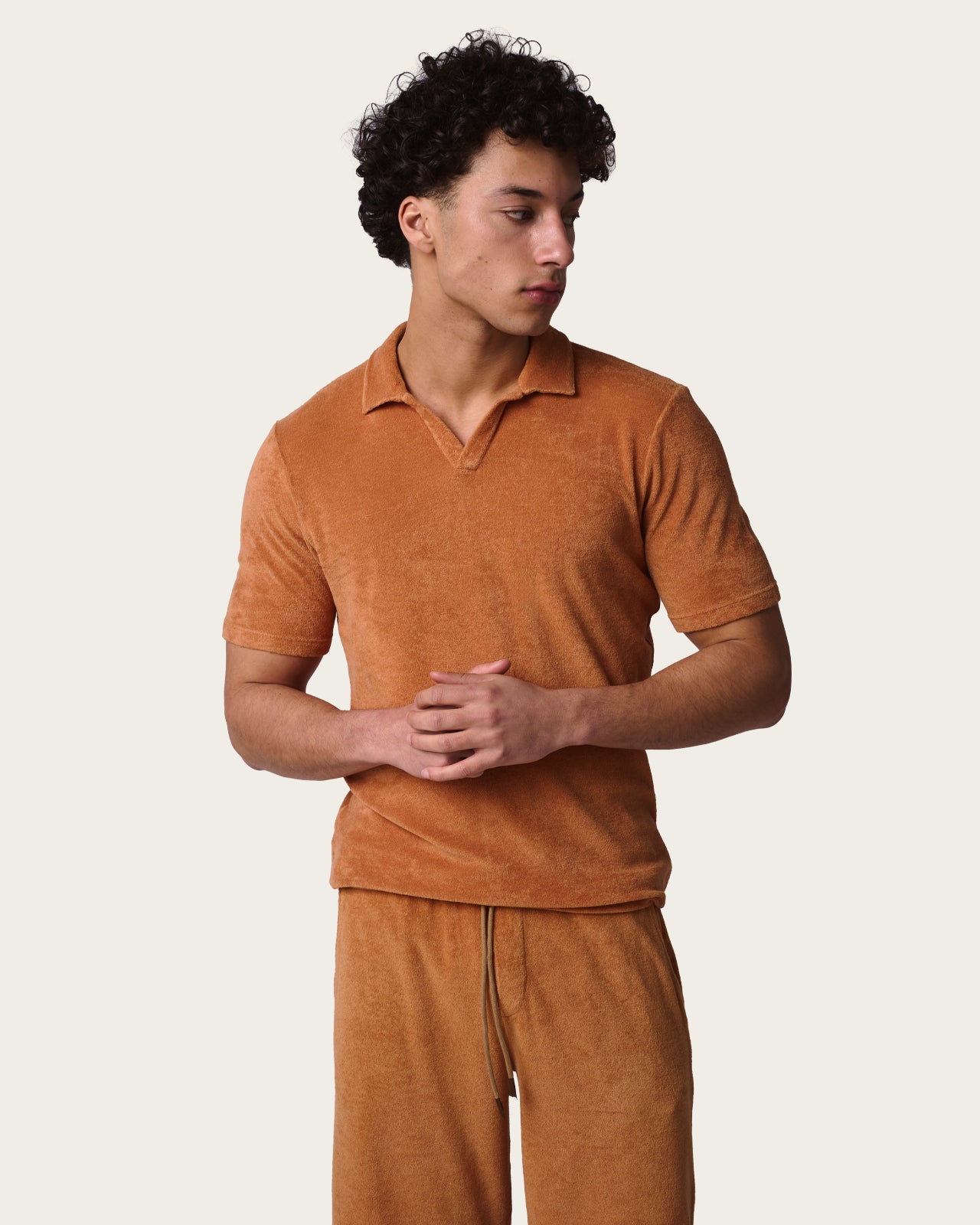 Terry Cloth Polo Shirt Burnt Orange