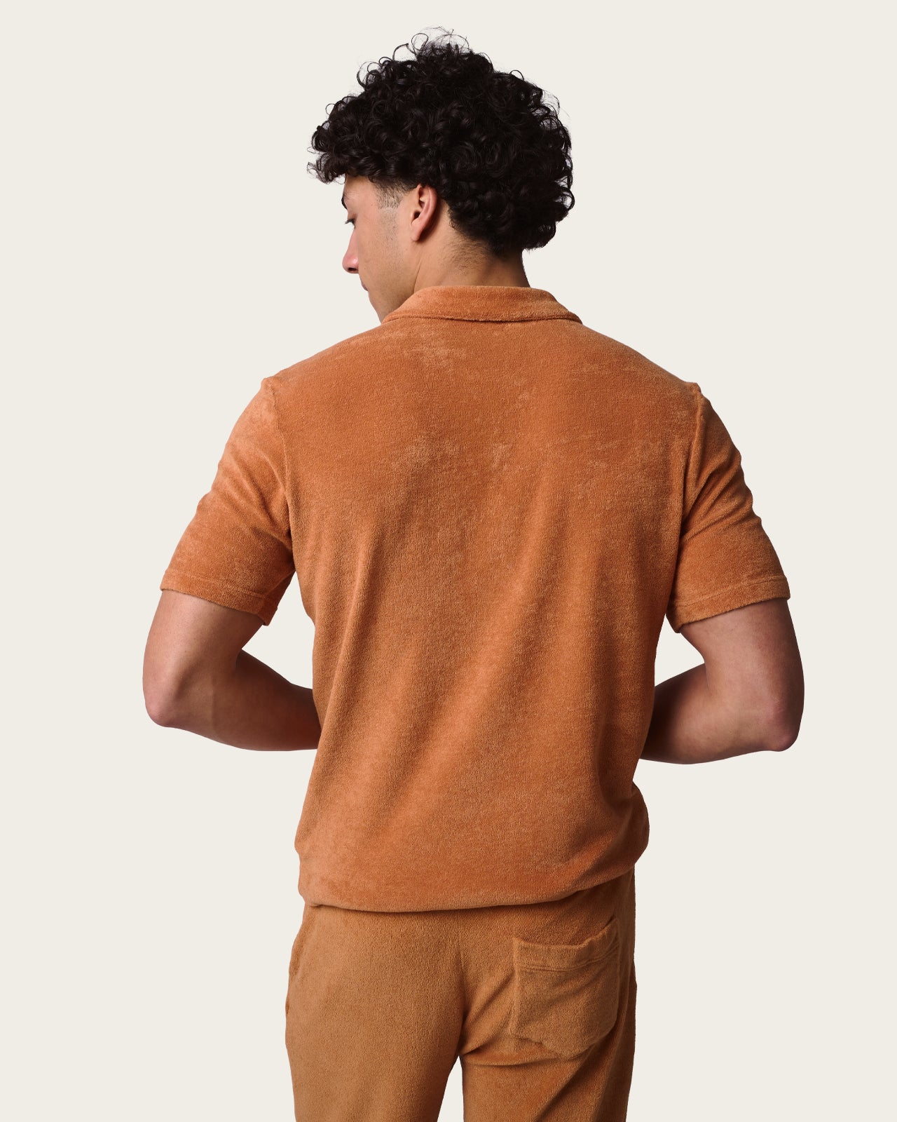 Terry Cloth Polo Shirt Burnt Orange