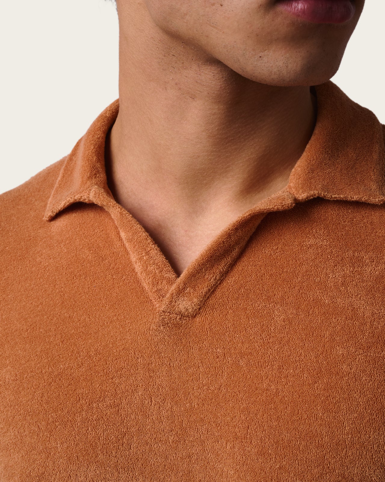 Terry Cloth Polo Shirt Burnt Orange