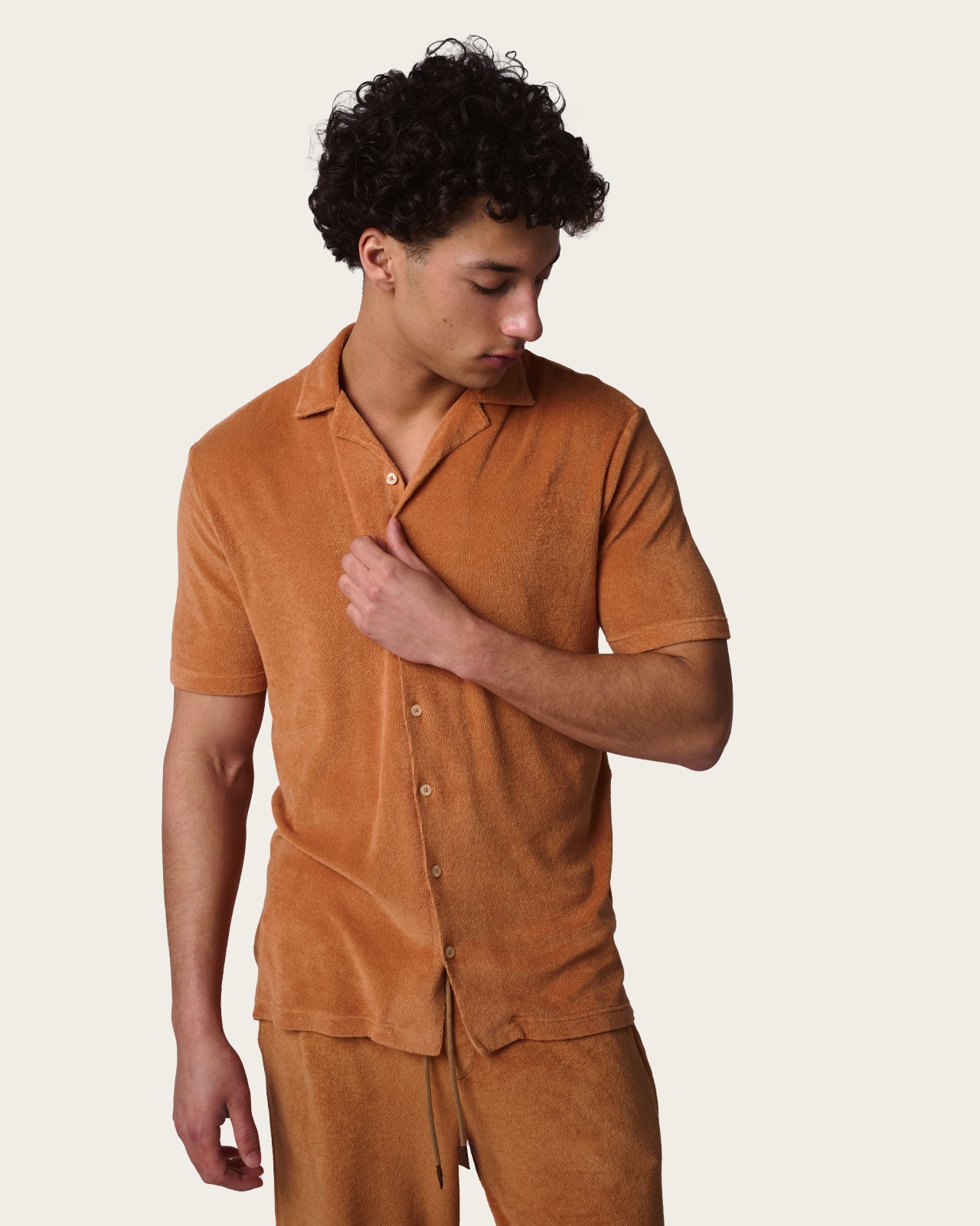 Terry Cloth Buttoned Shirt Burnt Orange