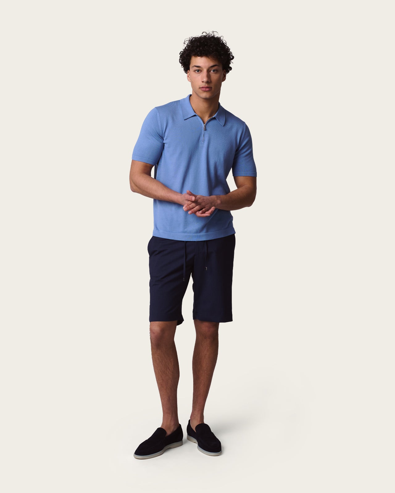 Courtside Zip Polo Shirt Cloud Blue
