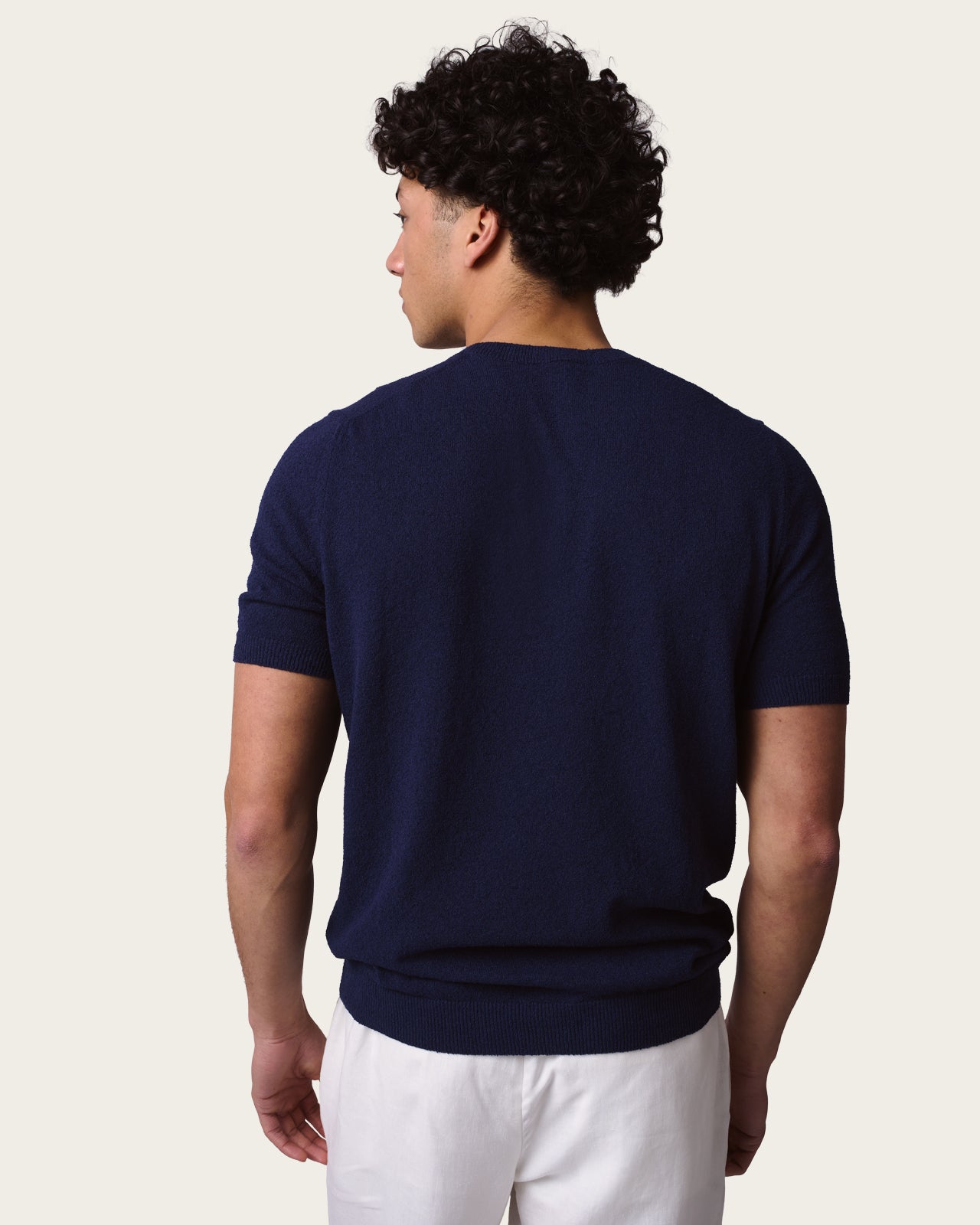 Structured Knitted Short Sleeve Shirt Sapphire Blue