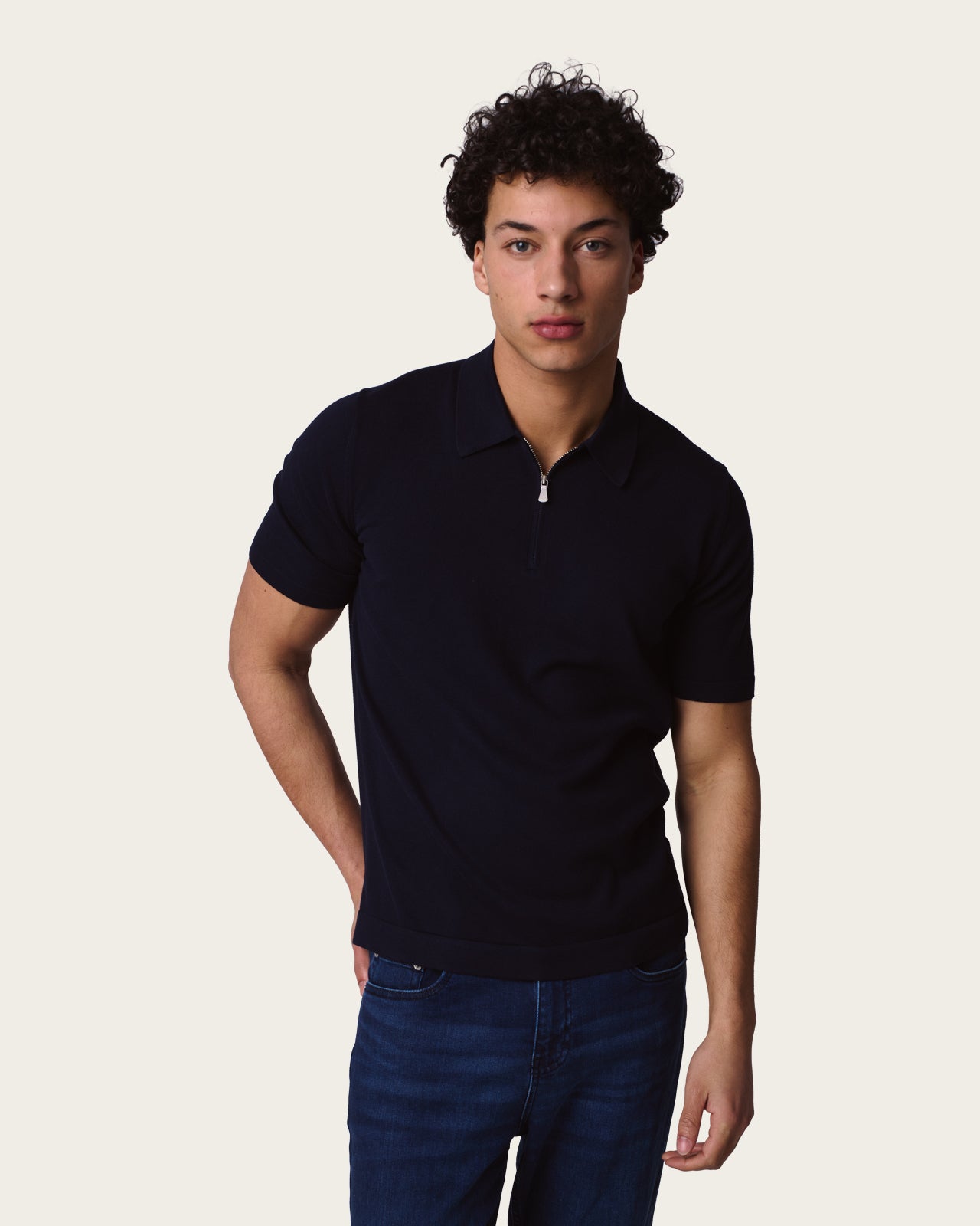 Courtside Zip Polo Shirt Sapphire Blue