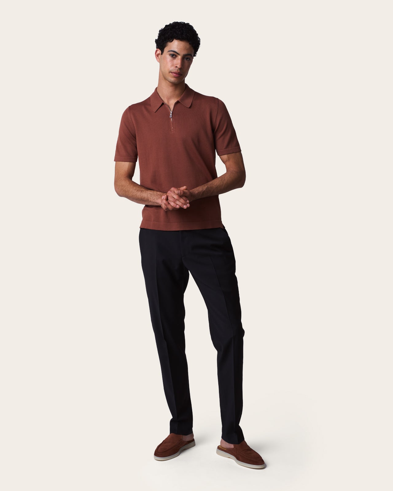 Courtside Zip Polo Shirt Canyon Rust