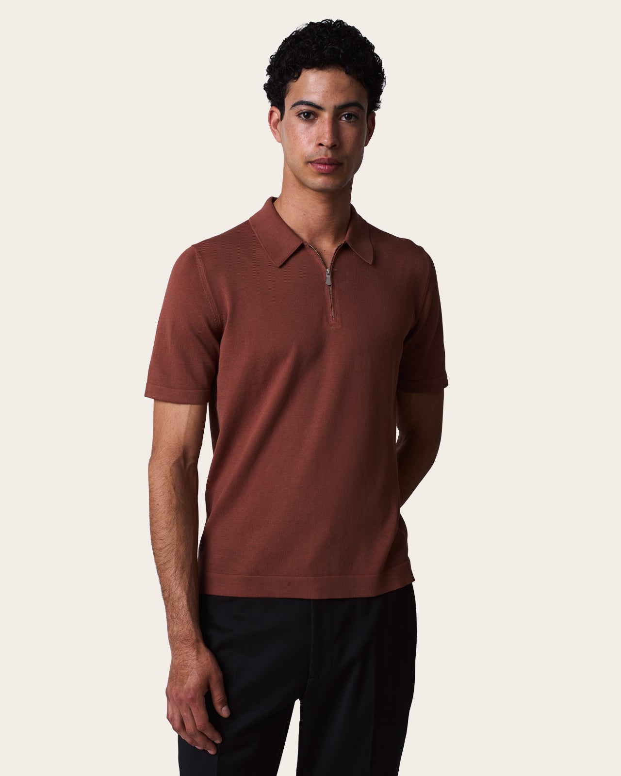 Courtside Zip Polo Shirt Canyon Rust