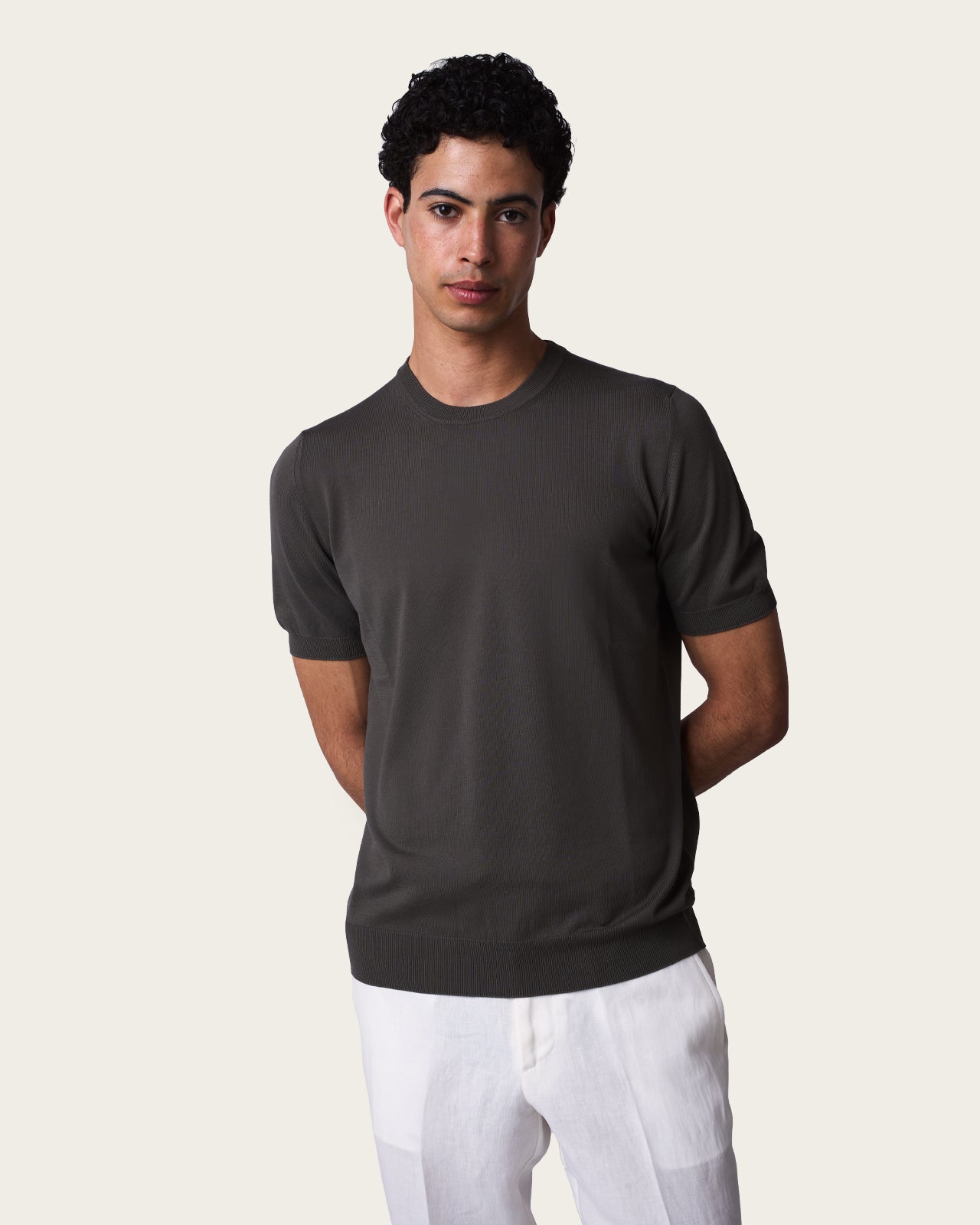 Crewneck Short Sleeve Shirt Dark Taupe