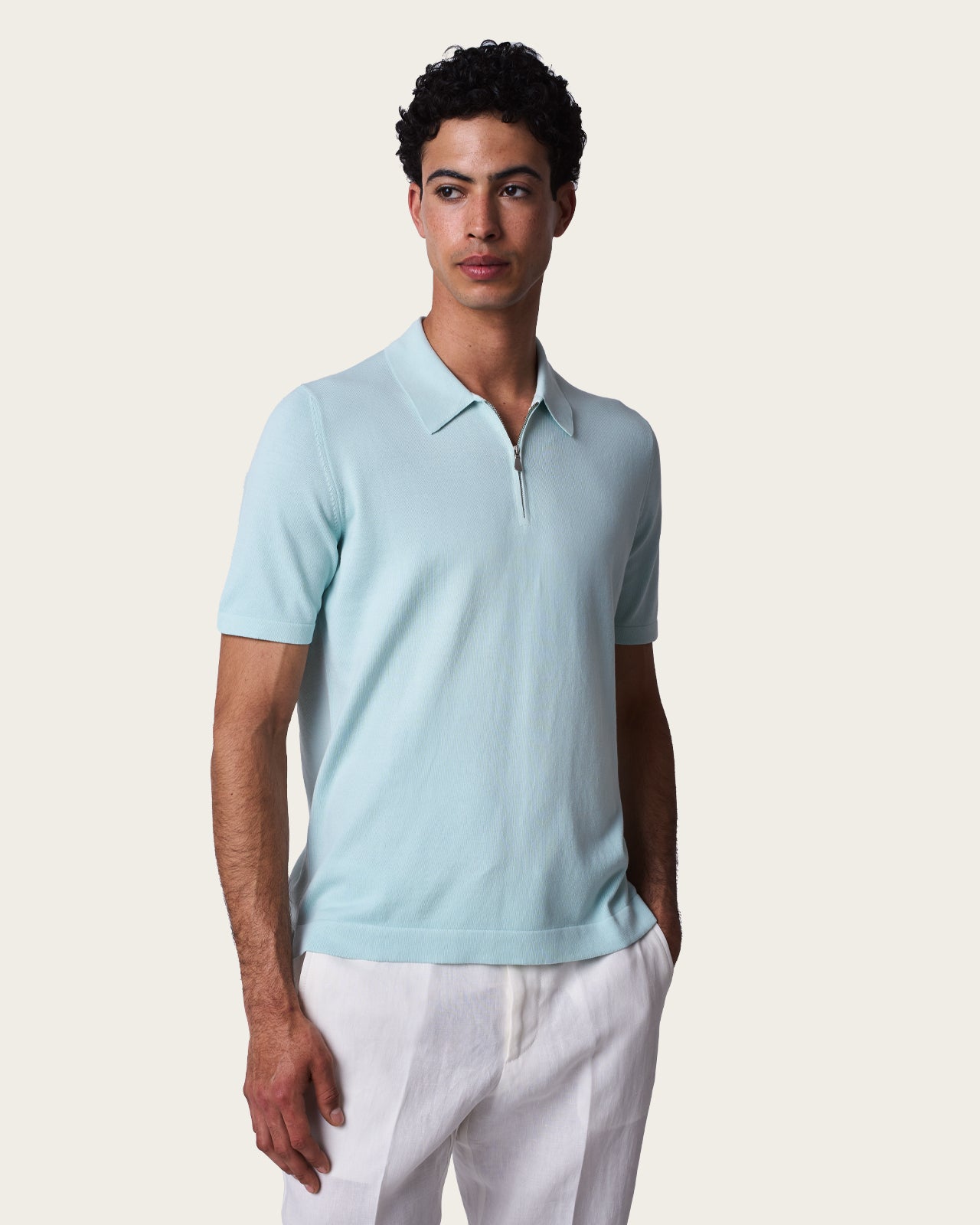 Courtside Zip Polo Shirt Pure Mint