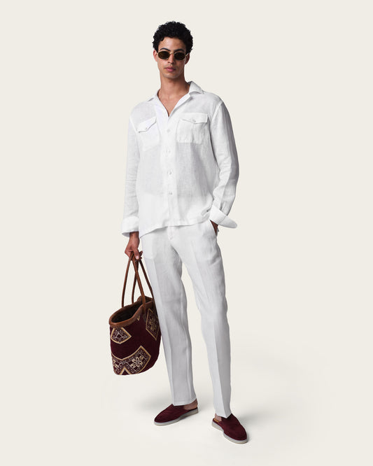 Linen  Pocket Shirt Moonlight White
