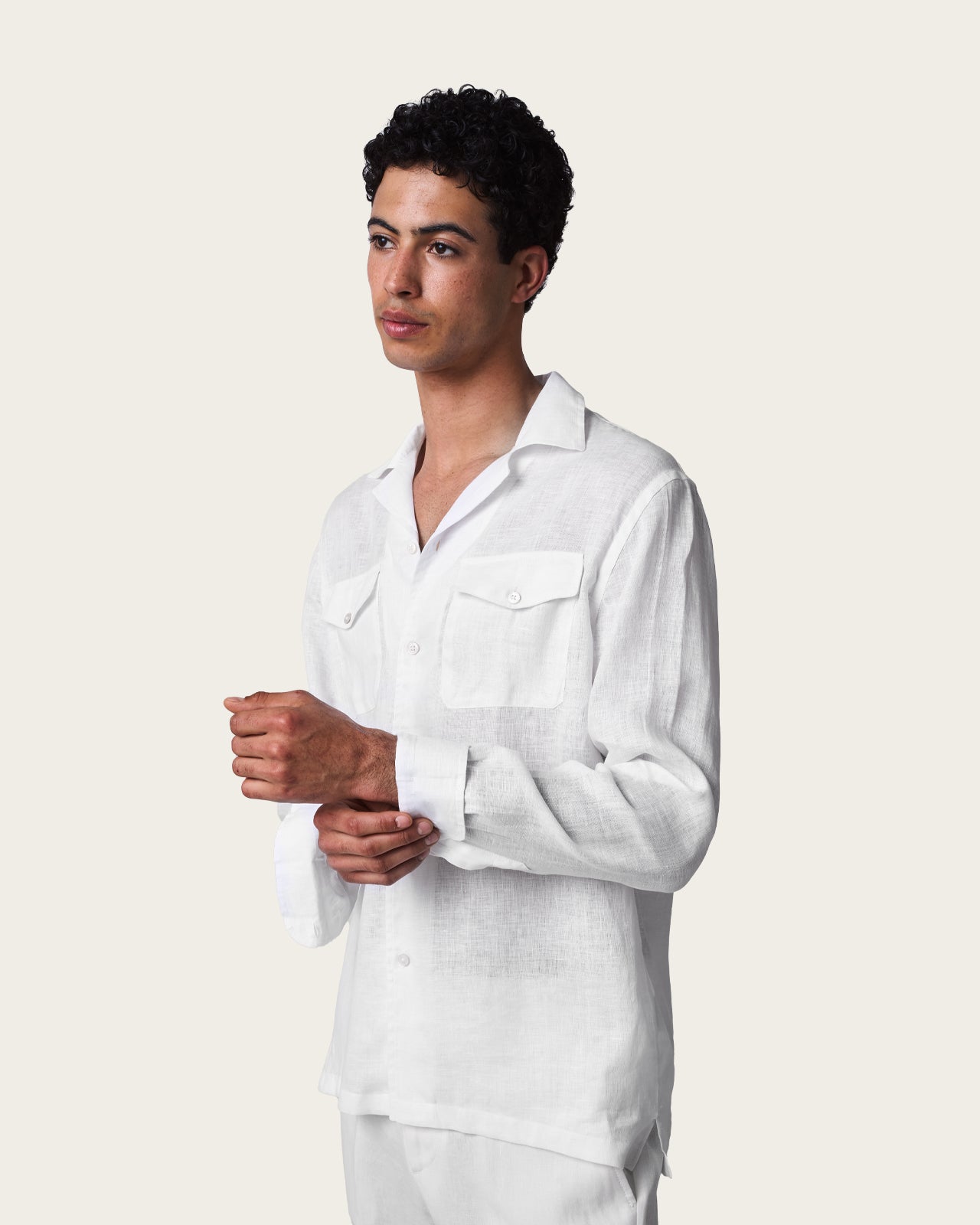 Linen  Pocket Shirt Moonlight White