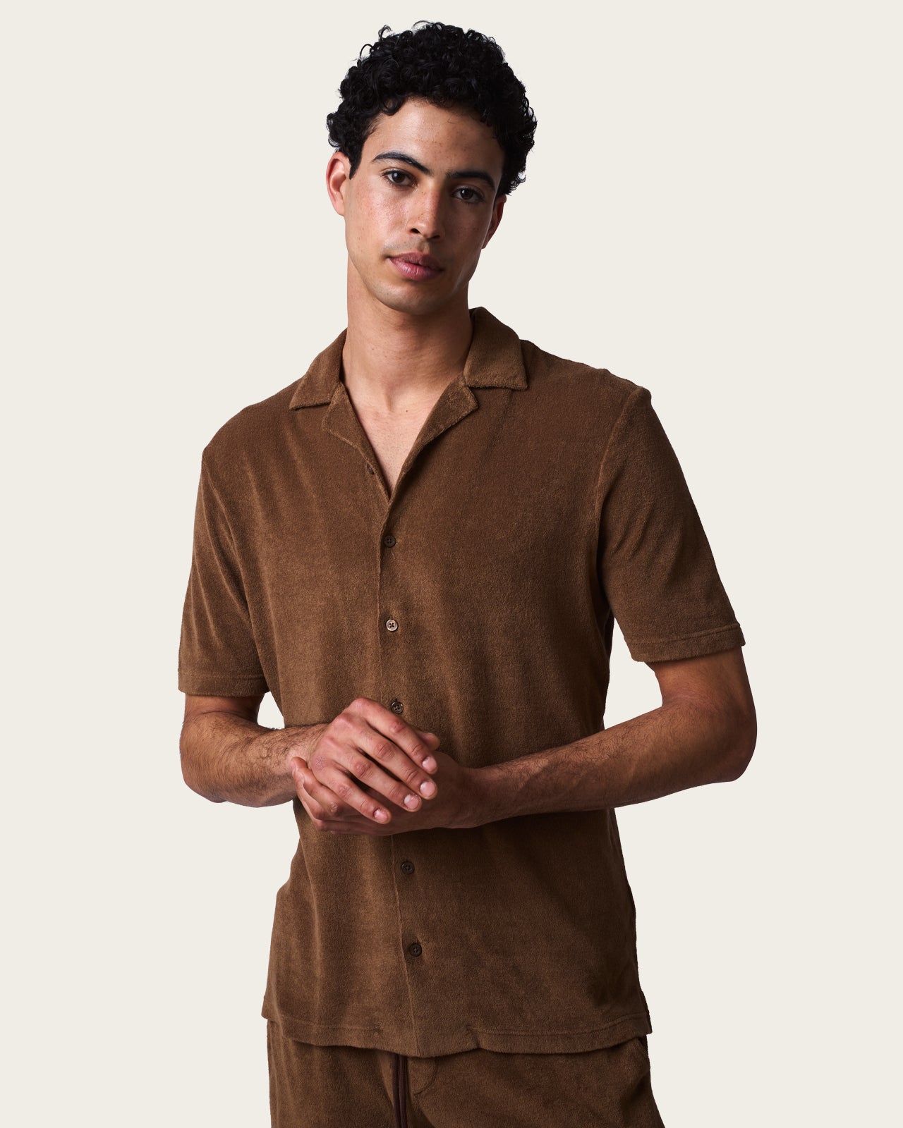 Terry Cloth Buttoned Shirt Autumn Brown