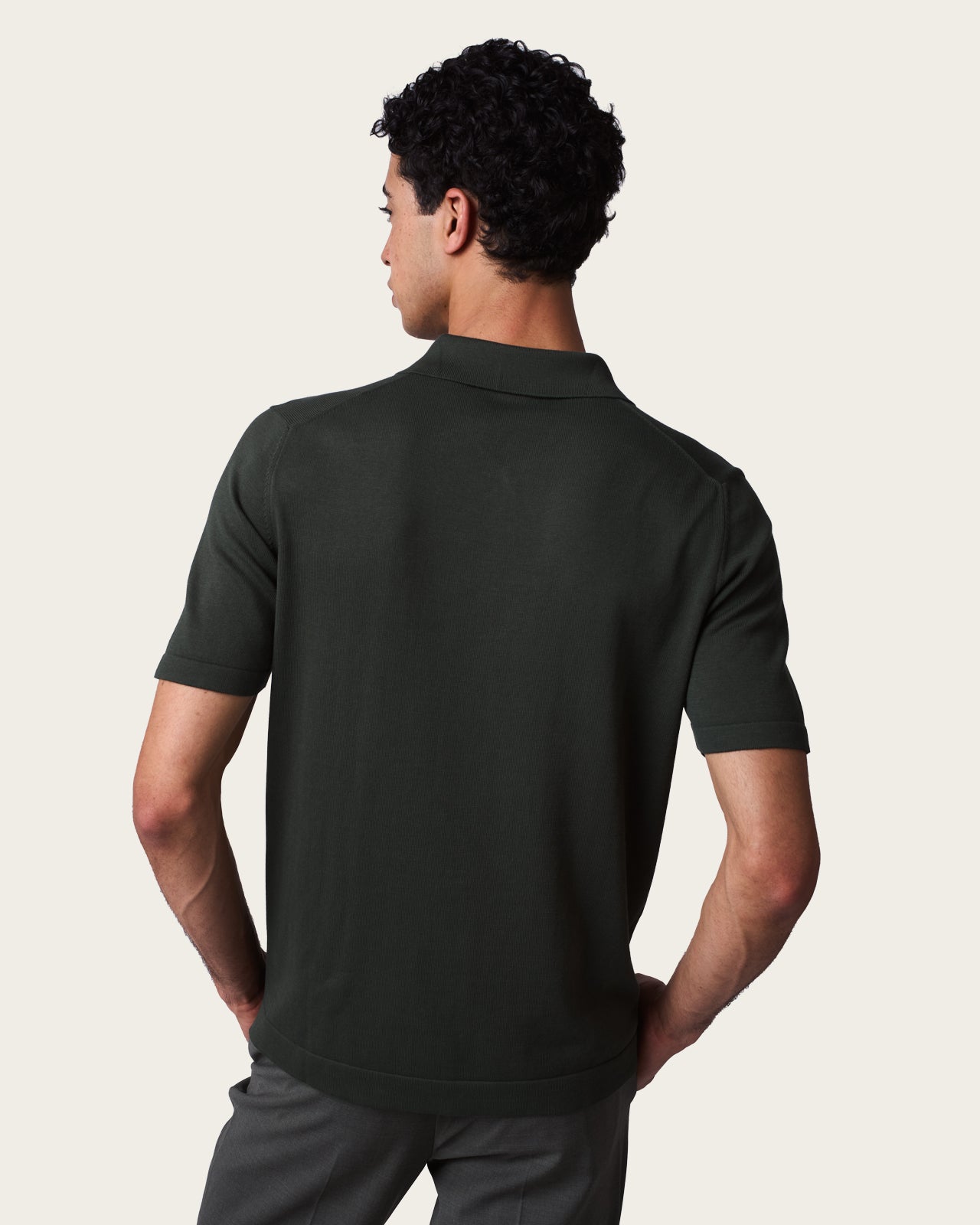 Courtside Zip Polo Shirt Olive Green