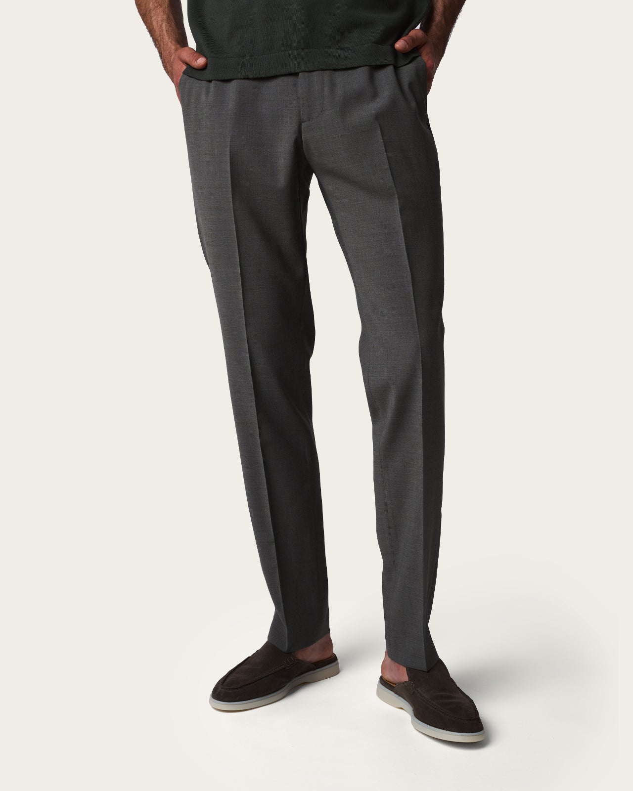 Slim Fit Tailored Trousers Olive Green