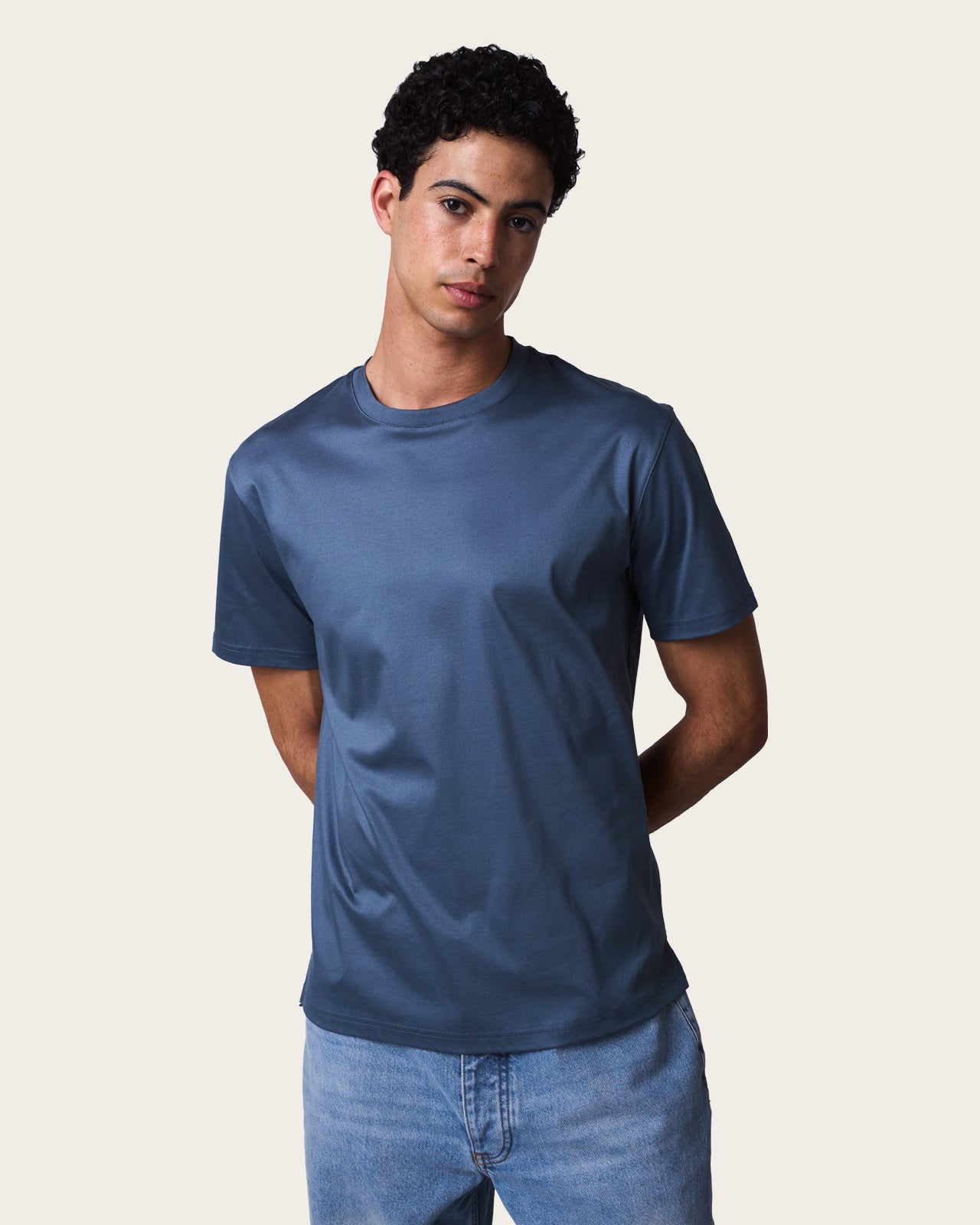 Mercerized Cotton T-shirt Ocean Blue