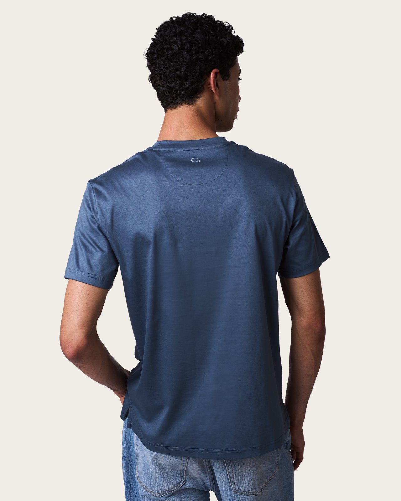 Mercerized Cotton T-shirt Ocean Blue