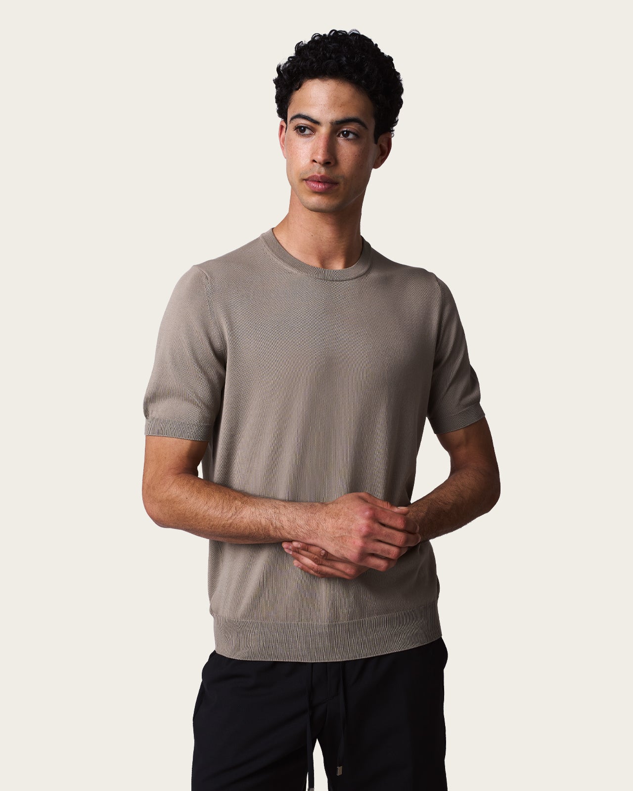 Crewneck Short Sleeve Shirt Light Taupe