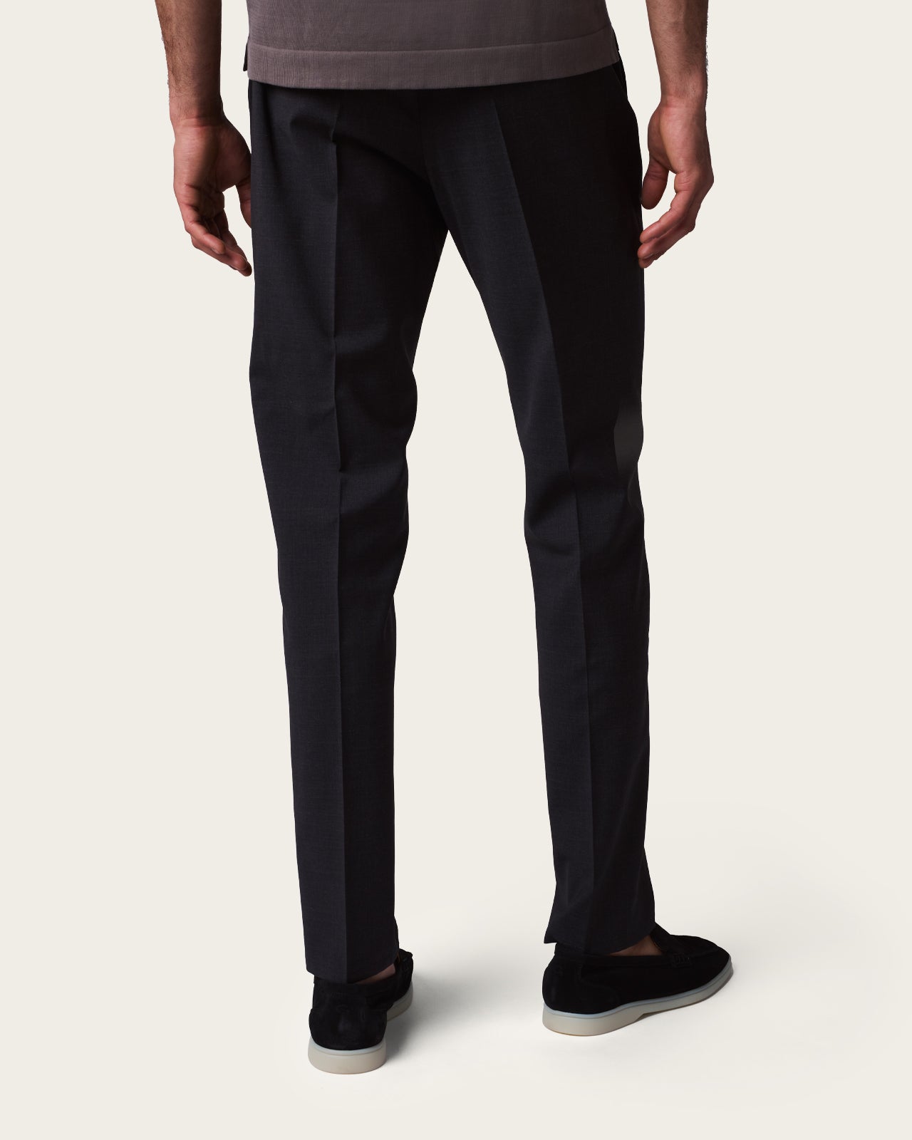 Slim Fit Tailored Trousers with Drawstrings Smoke grey