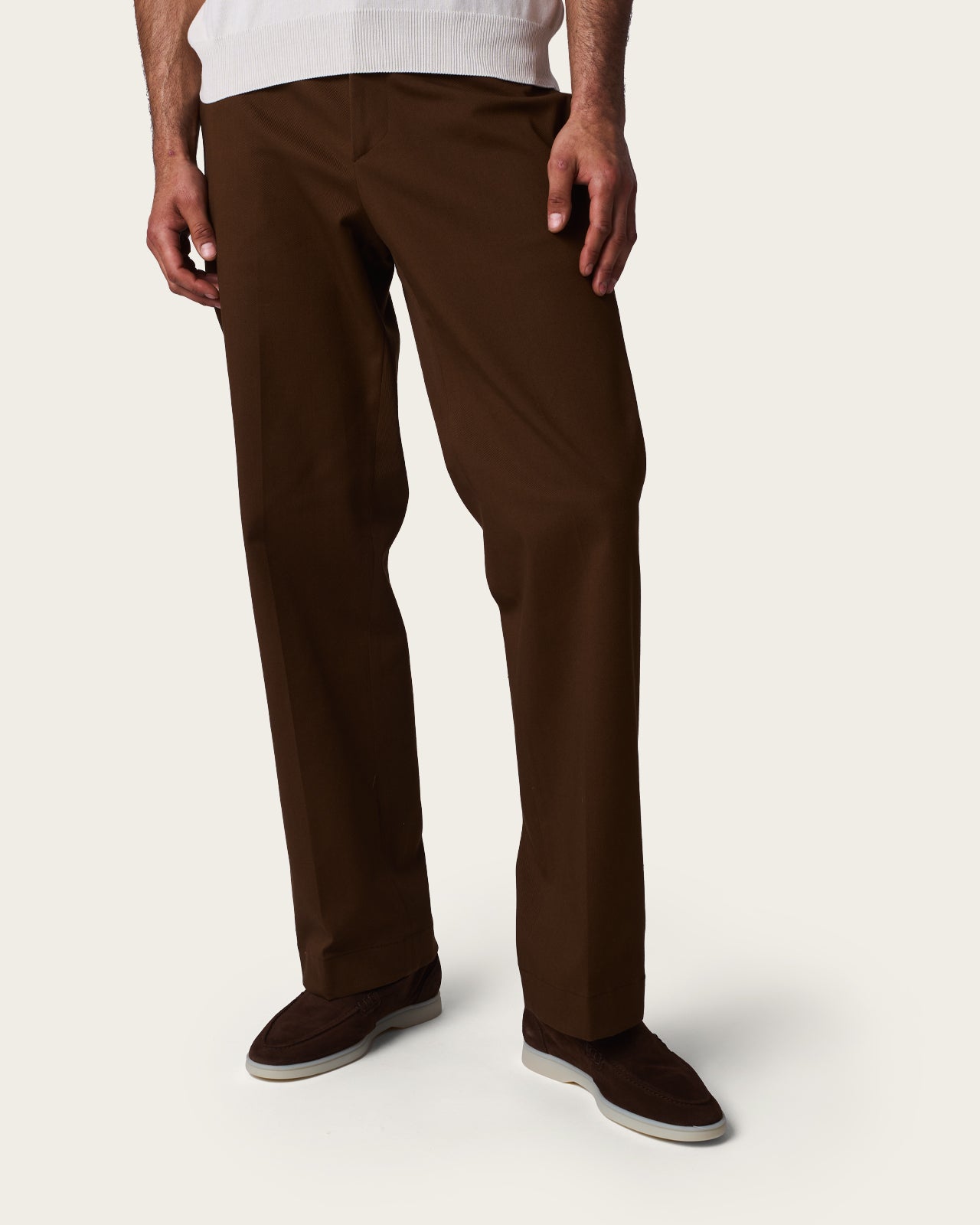 Wide Fit Tailored Trousers Tobacco