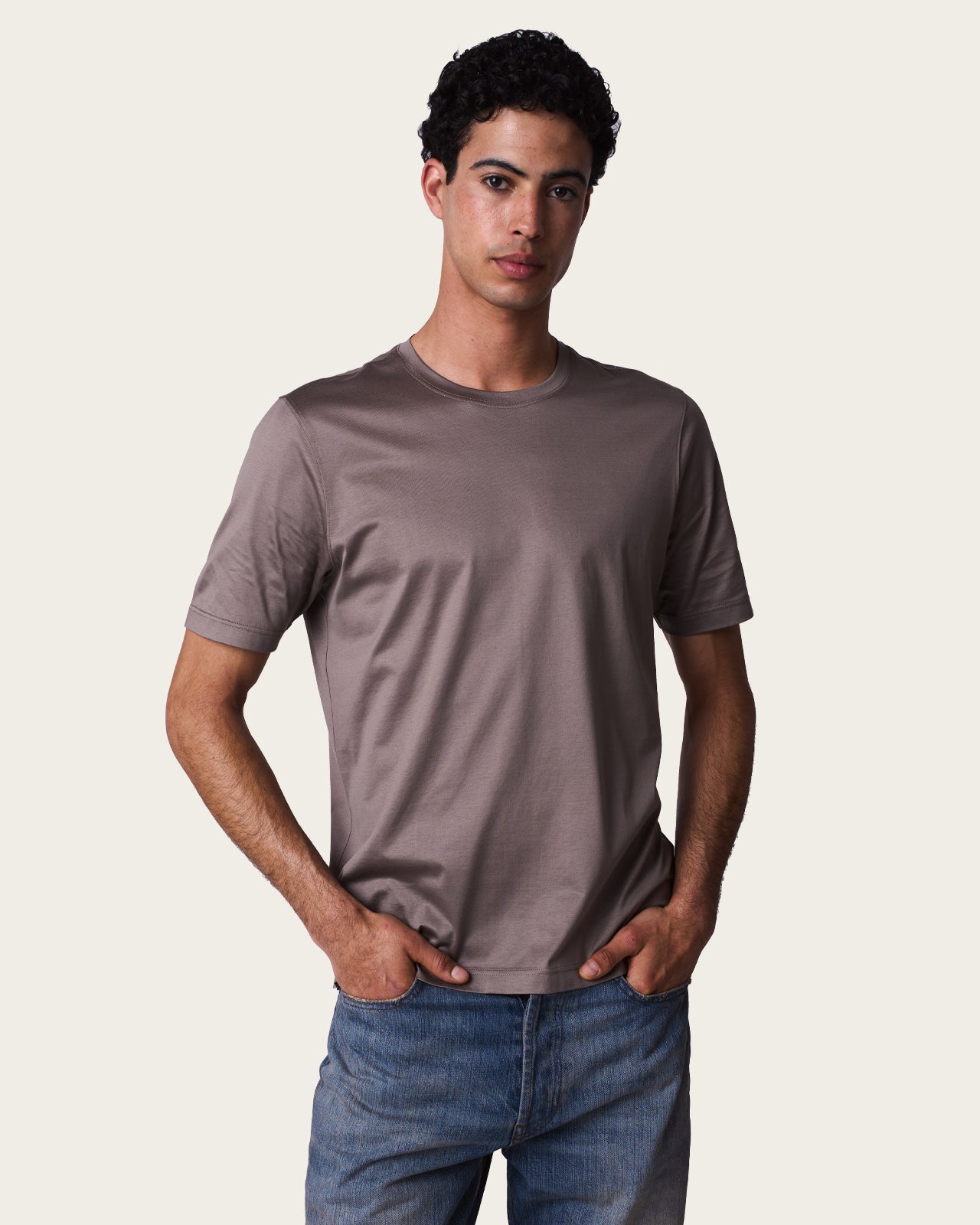 Mercerized Slim Fit Tee Taupe
