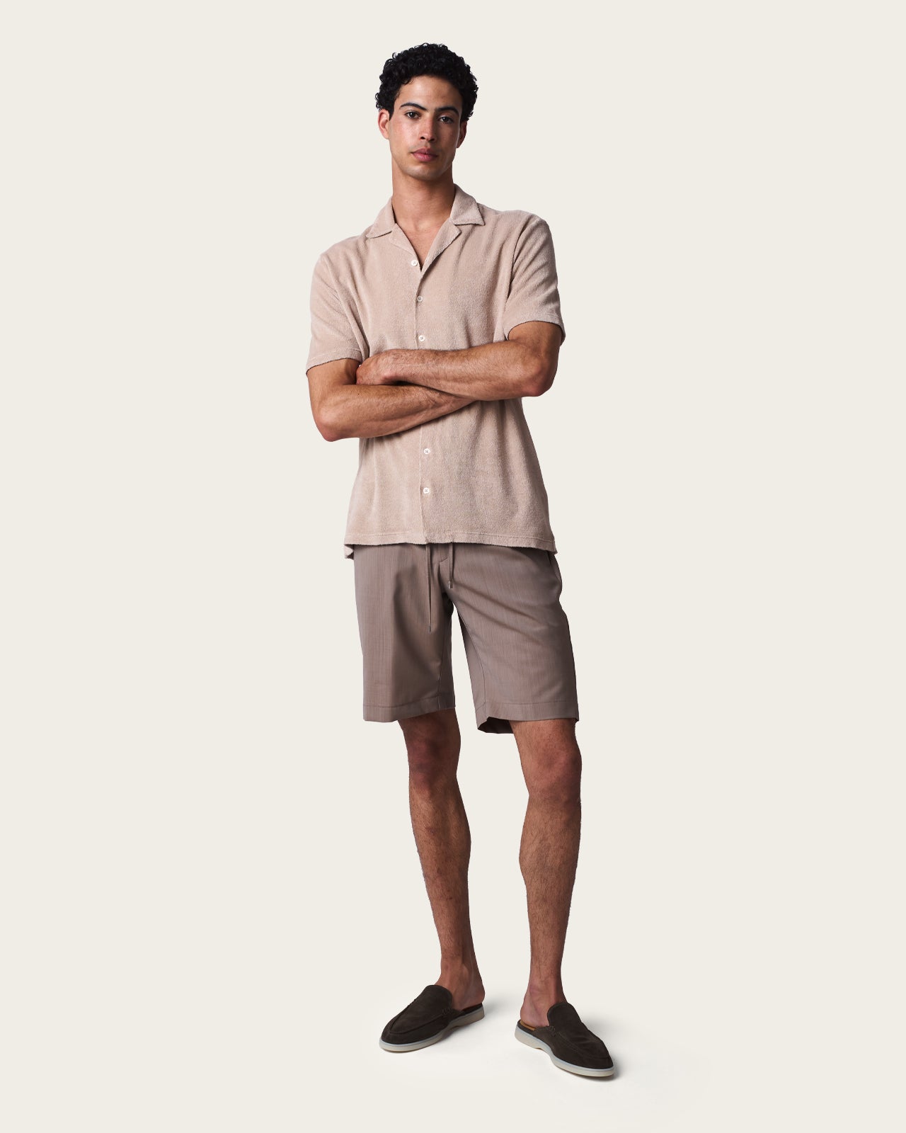 Terry Cloth Buttoned Shirt Pebble Grey