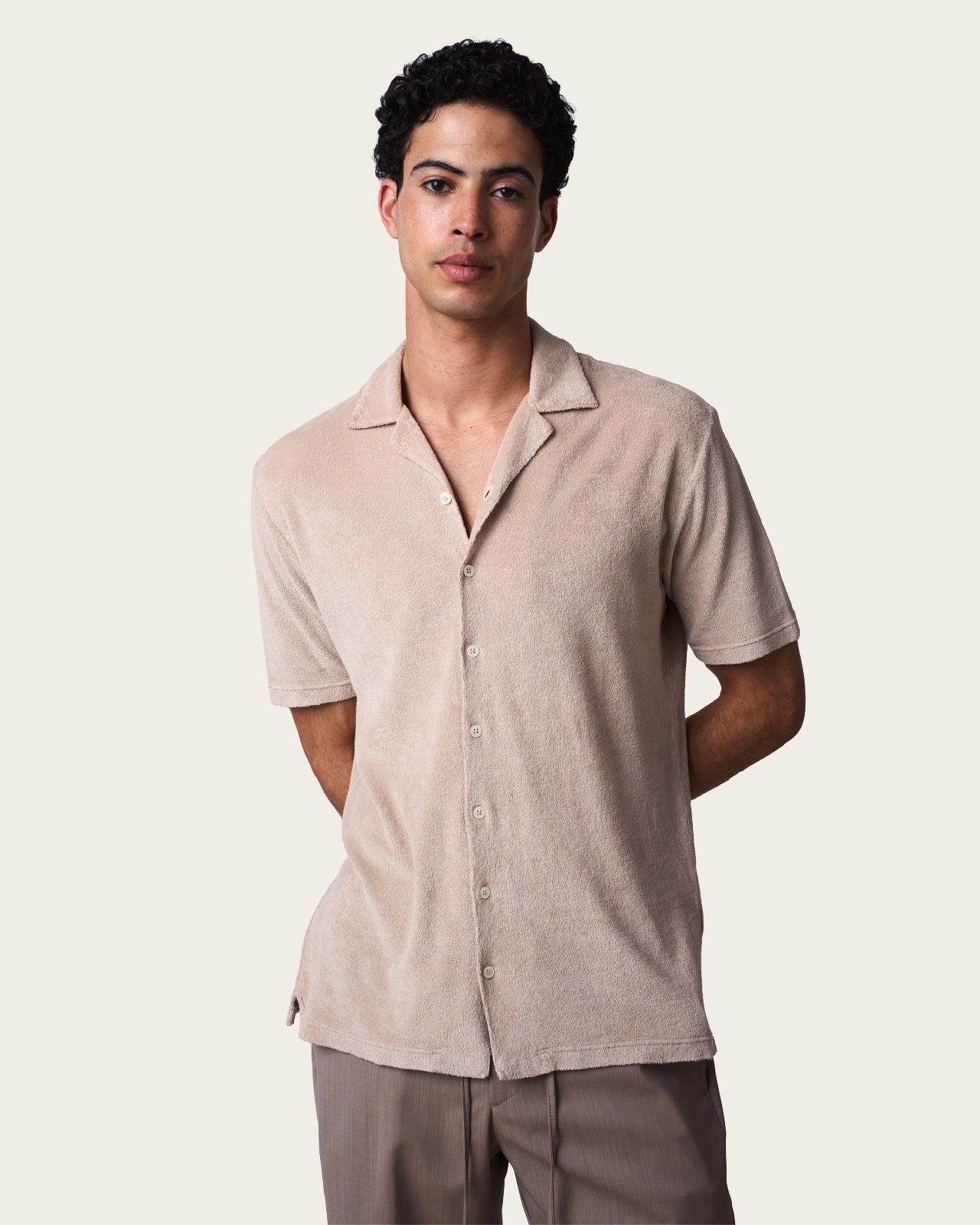 Terry Cloth Buttoned Shirt Pebble Grey