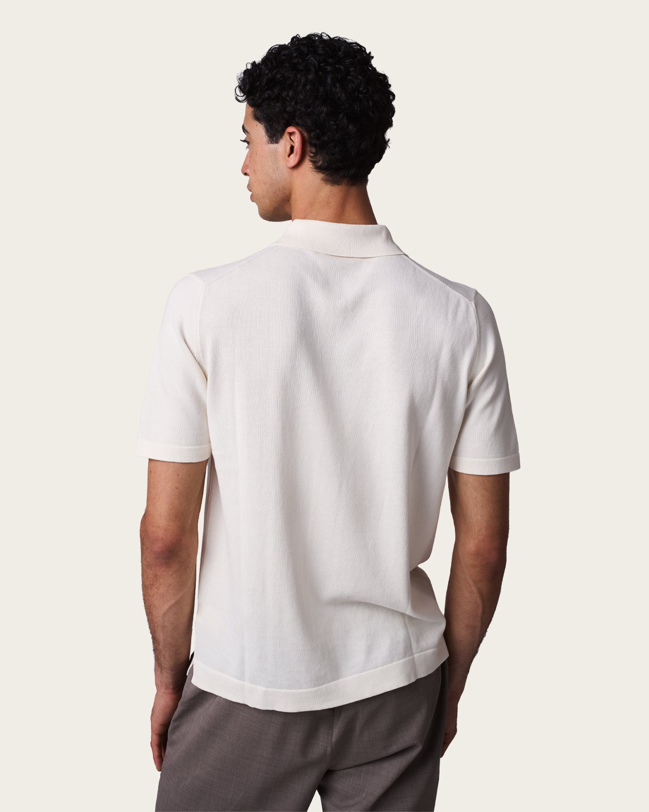 Courtside Zip Polo Shirt Vanilla Beige