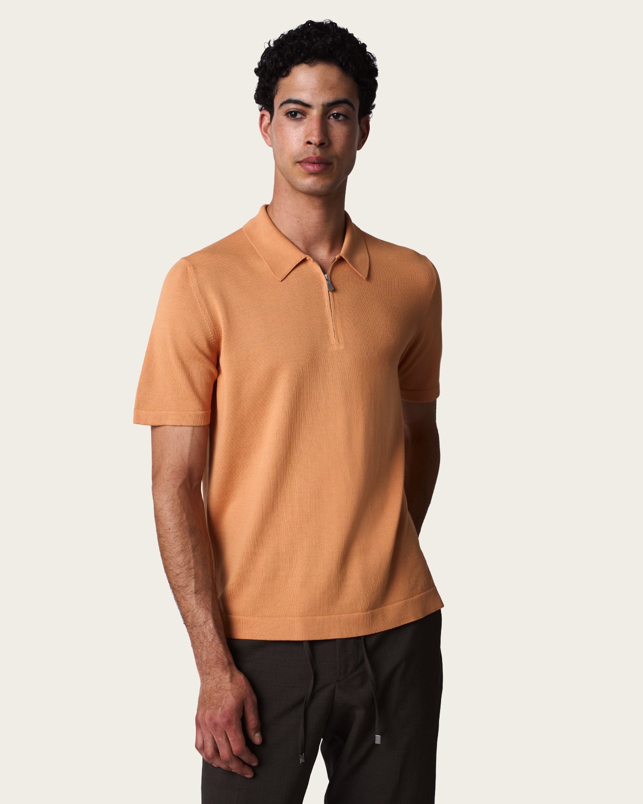 Courtside Zip Polo Shirt Burnt Orange