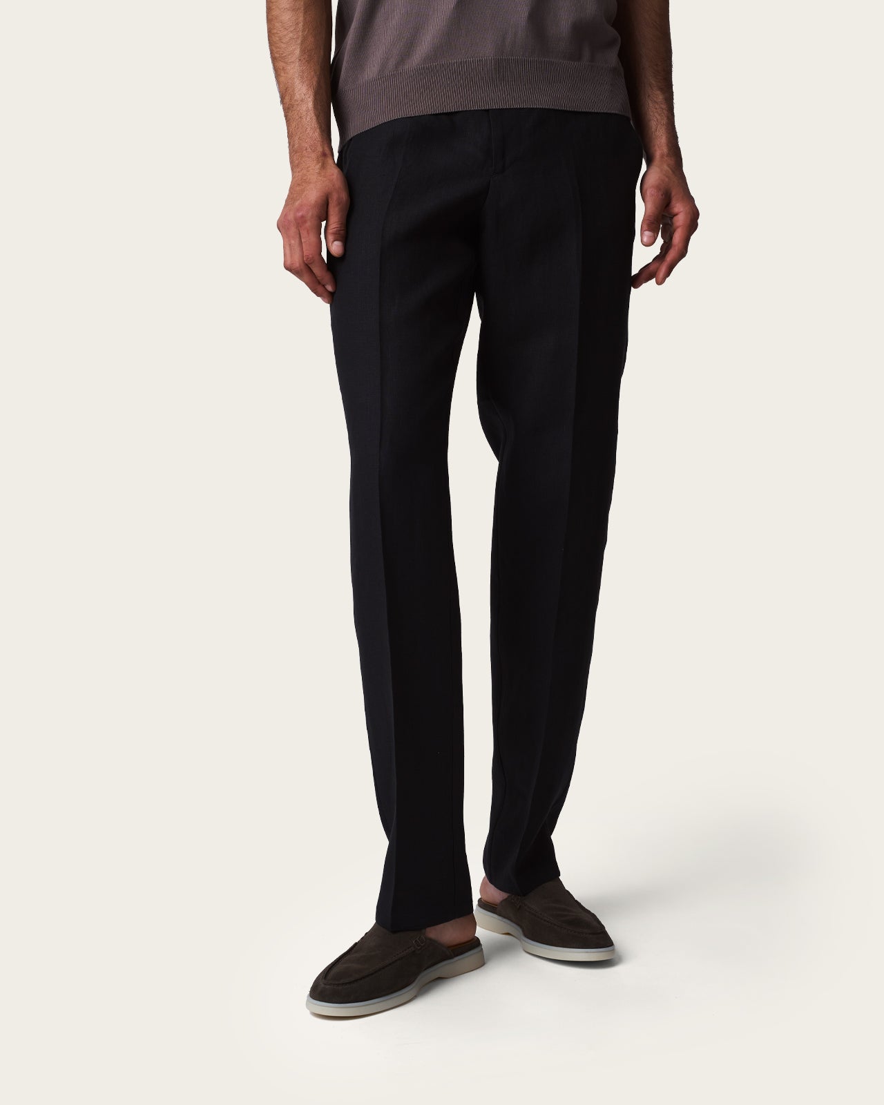 Slim Fit Tailored Trousers Midnight Black